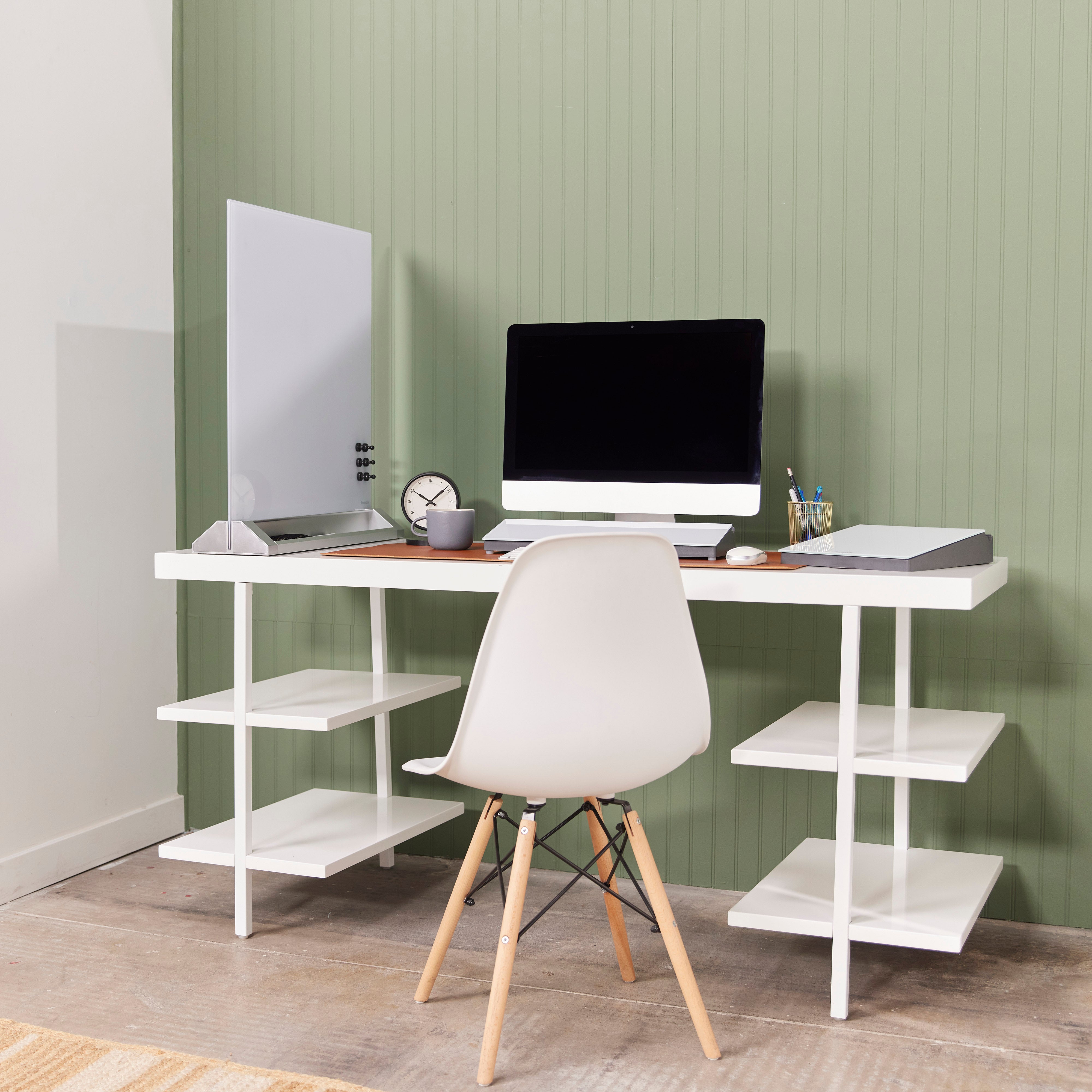 MessageStor Glass Magnetic Dry-Erase Board with Storage Stand and Magnets
