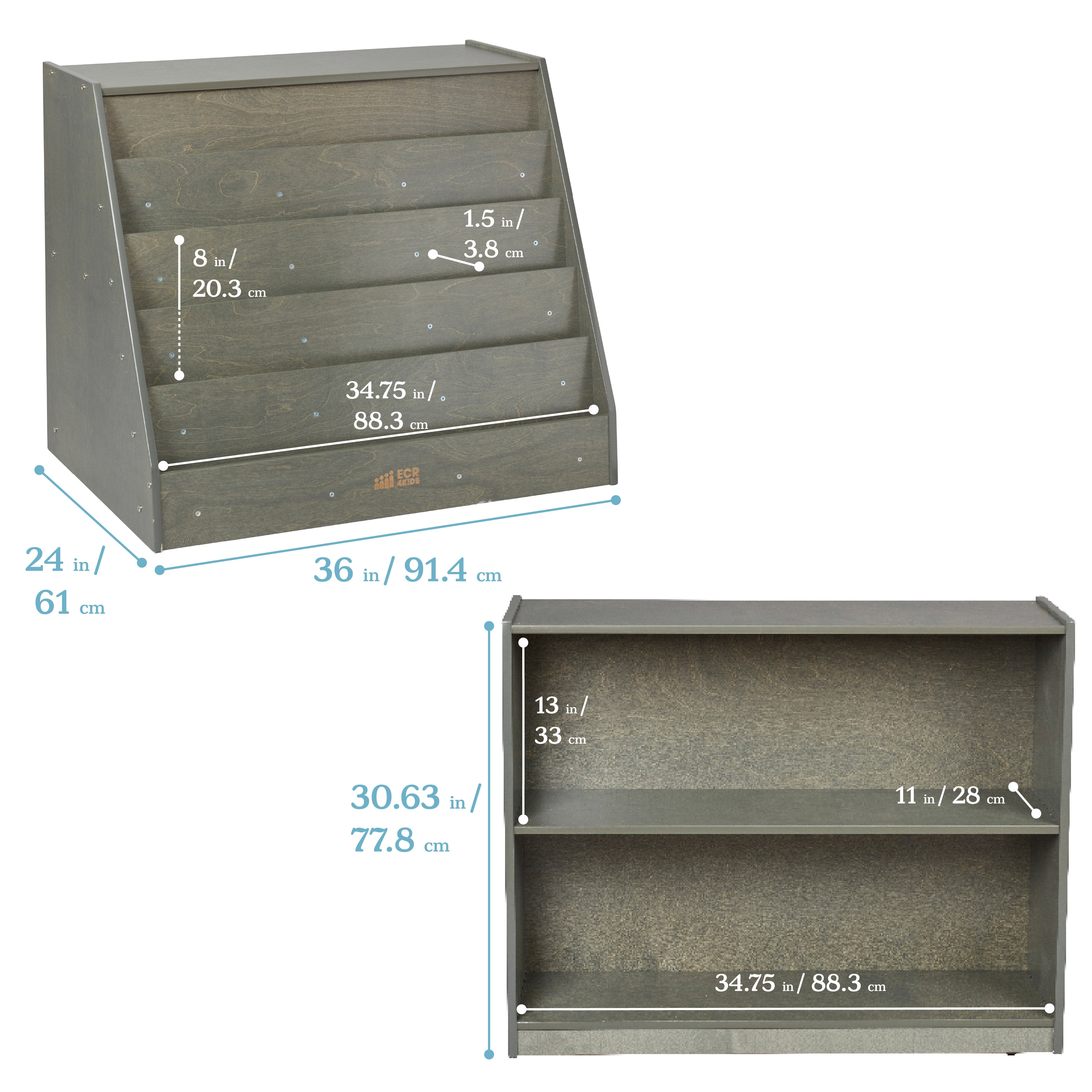 Double-Sided Mobile Book Display with Storage, Classroom Bookshelf