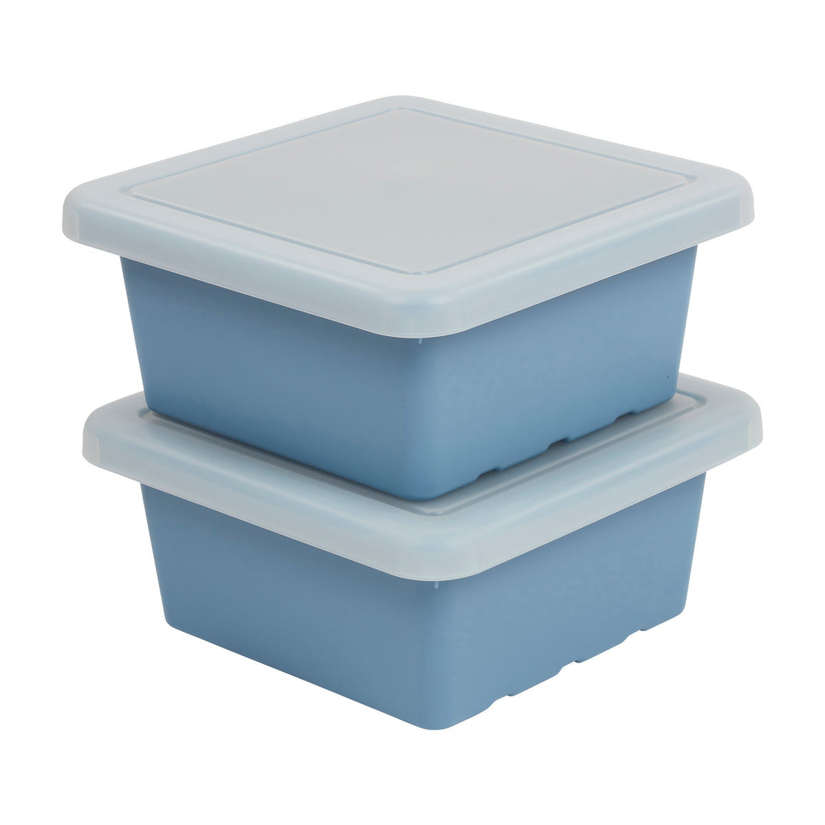 Stackable Square Bins with Non-Snap Lids, 2-Pack