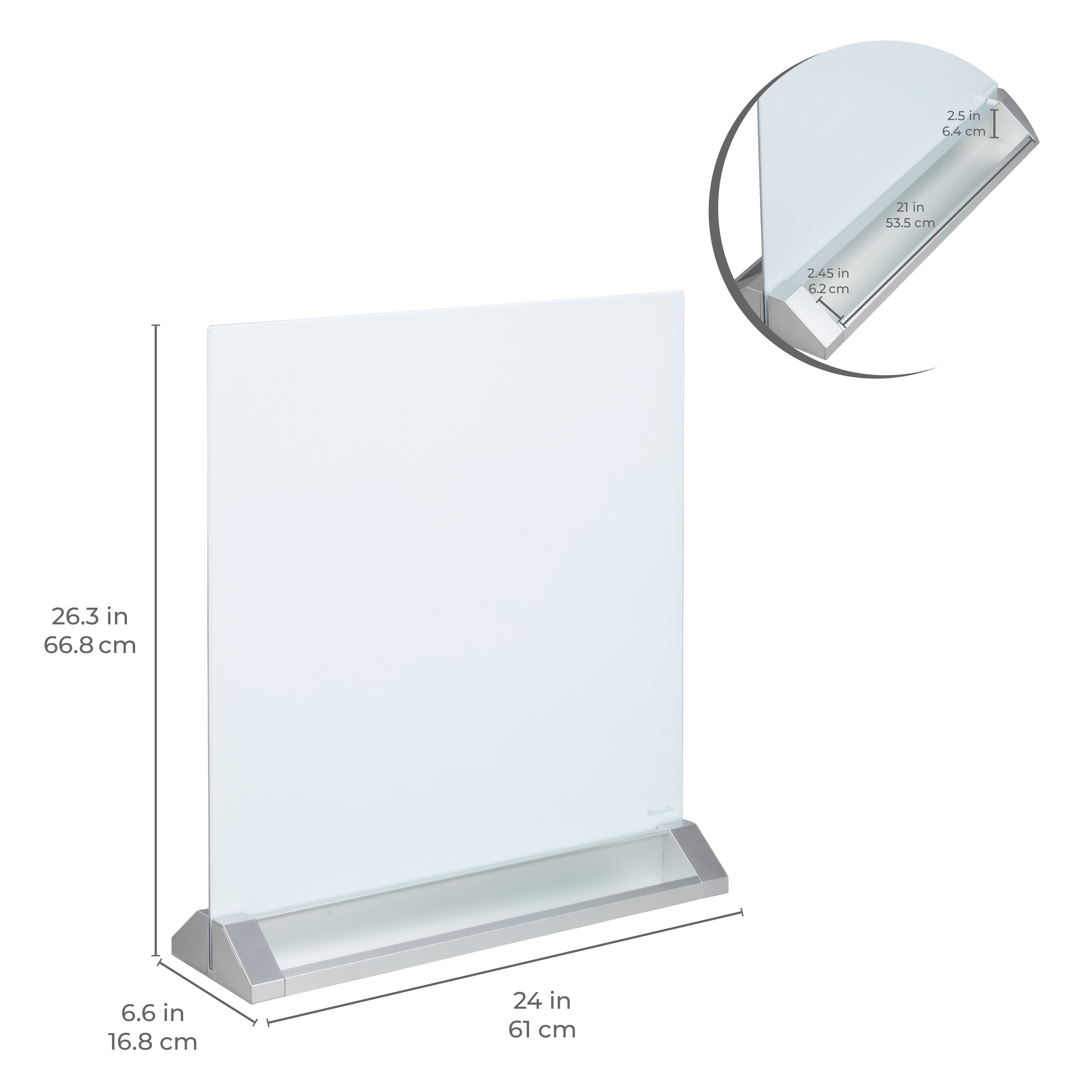 MessageStor Glass Magnetic Dry-Erase Board with Storage Stand and Magnets