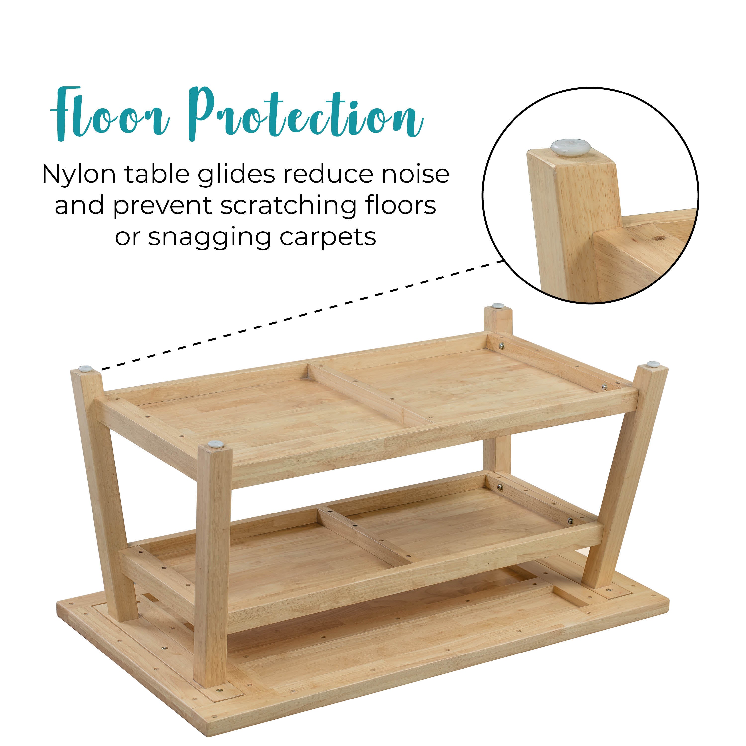 ECR4Kids Sit n' Stash Rectangular Table with Storage, Kids Furniture, Natural