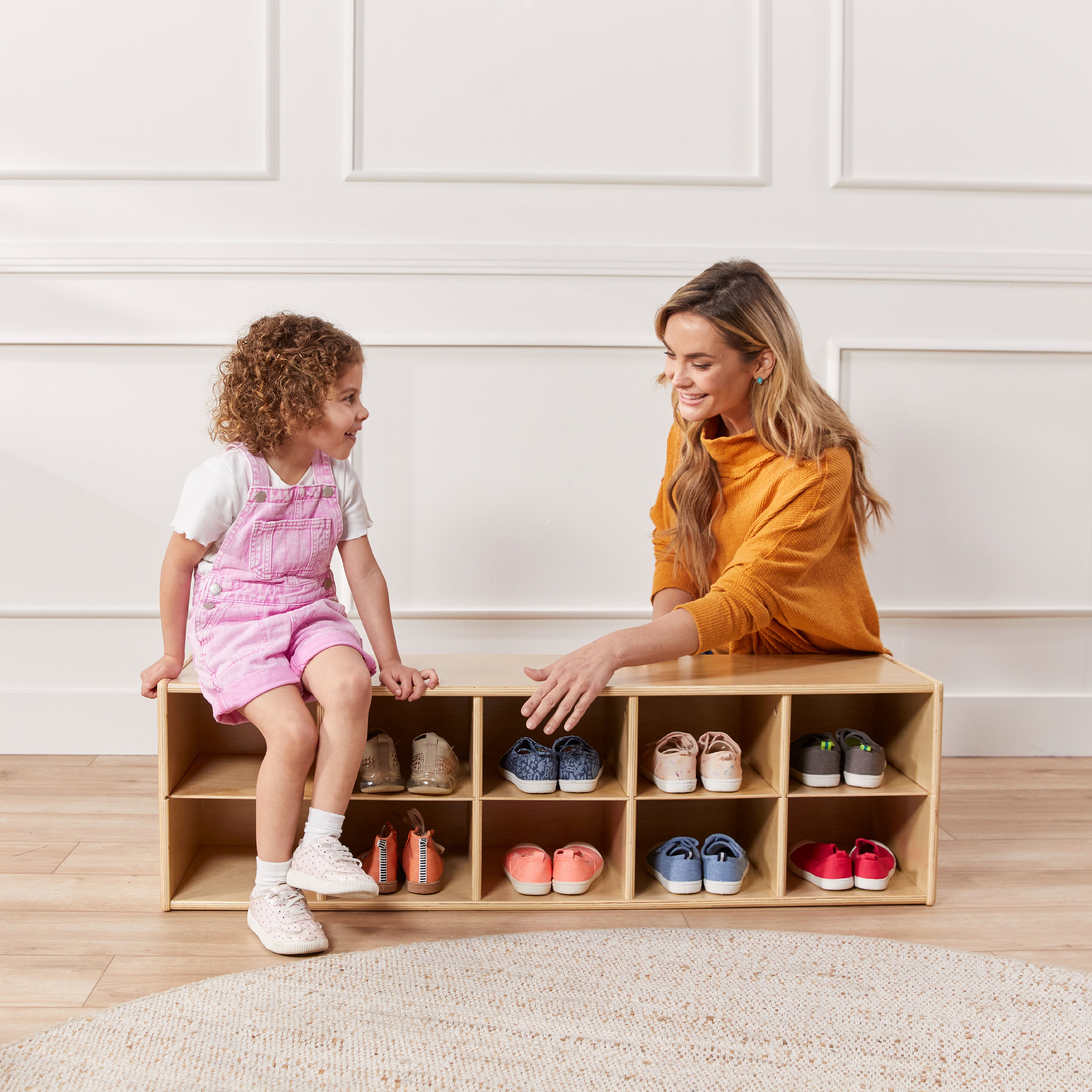 Streamline 10 Cubby Tray Cabinet with 10 Scoop Front Storage Bins, 2x5, Natural
