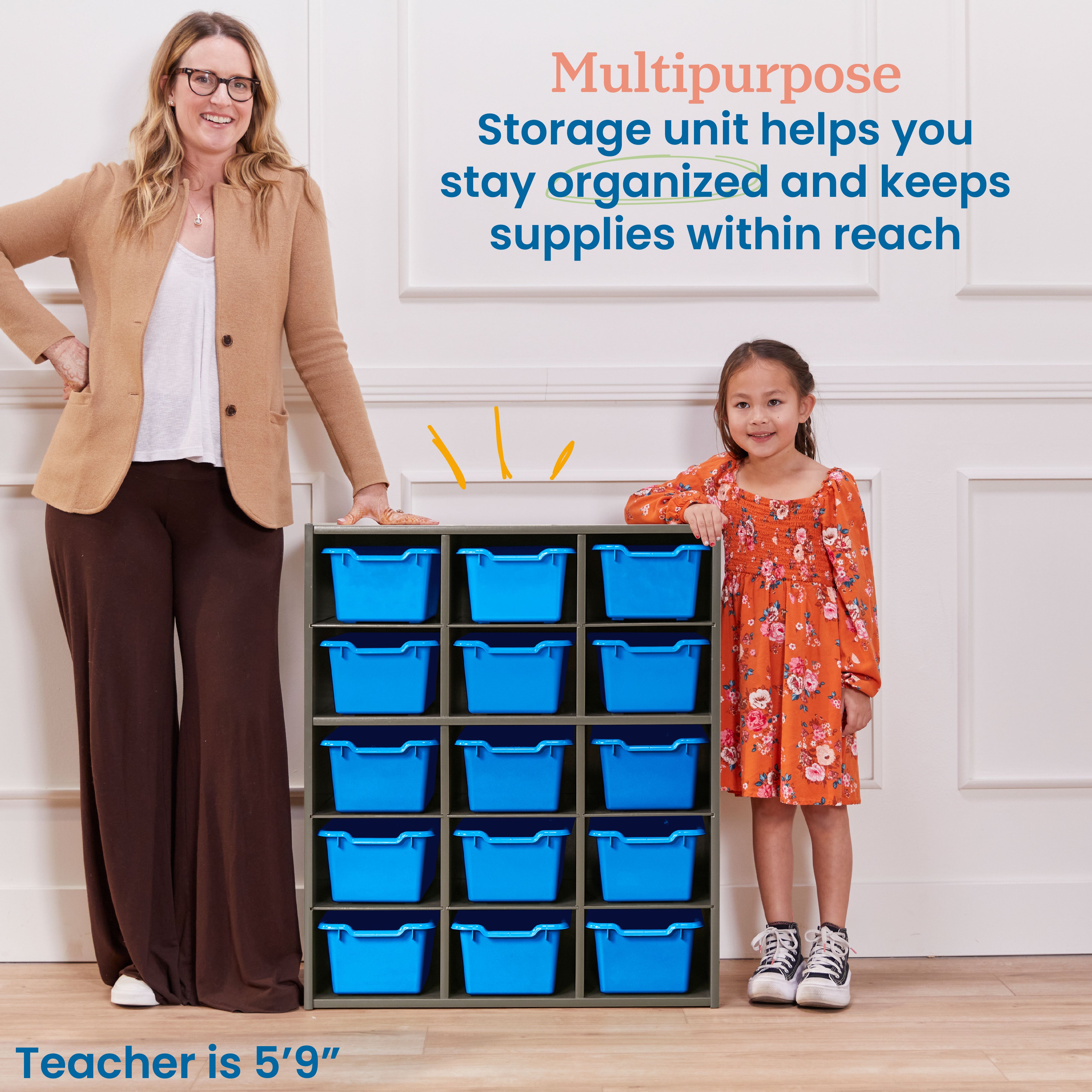 Streamline 15 Cubby Tray Cabinet and 15 Scoop Front Bins, 5x3