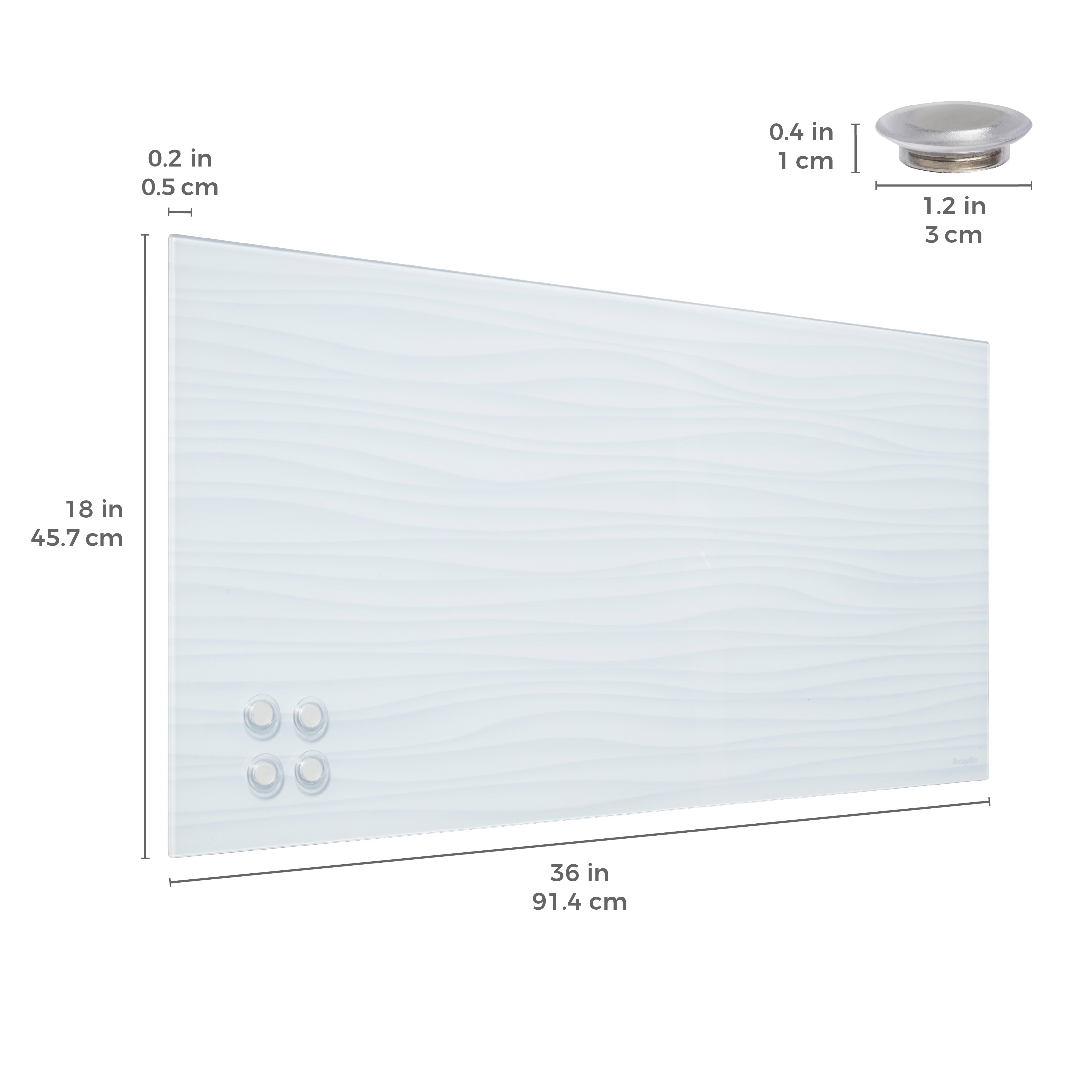 MessageStor Magnetic Dry-Erase Glass Board with Magnets, 18in x 36in