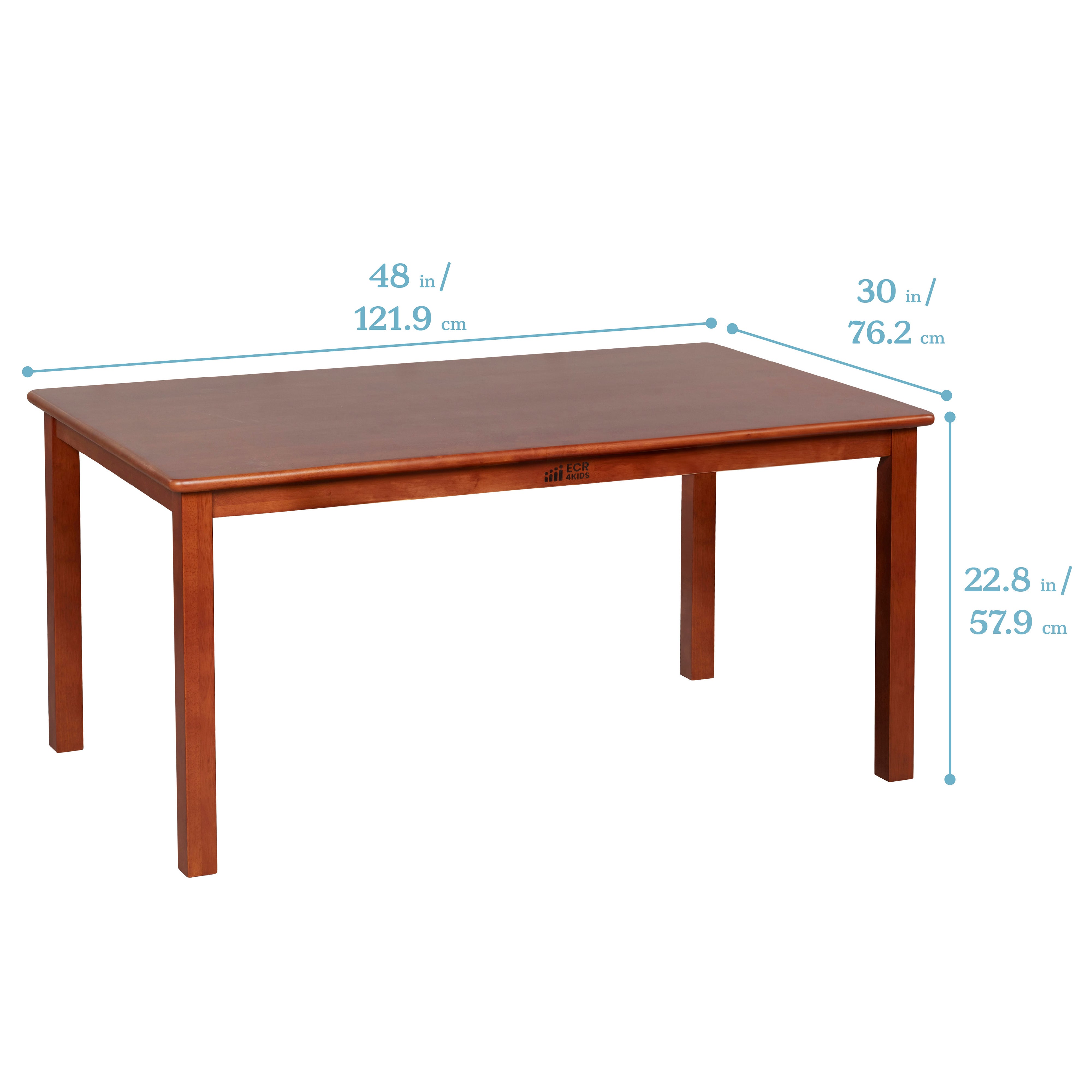 30in x 48in Rectangular Hardwood Table with 22in Legs