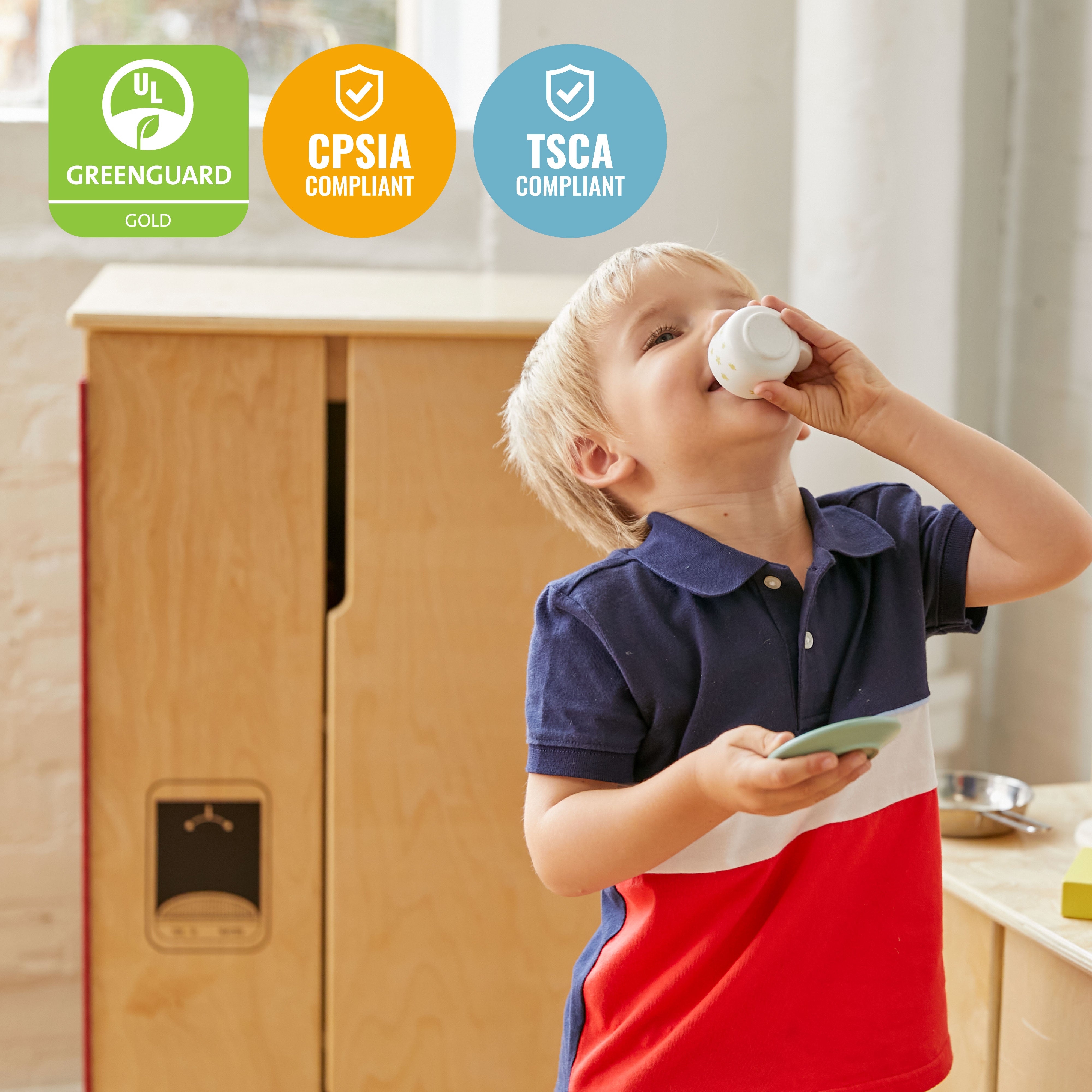 Play Kitchen Refrigerator, Wooden Playset