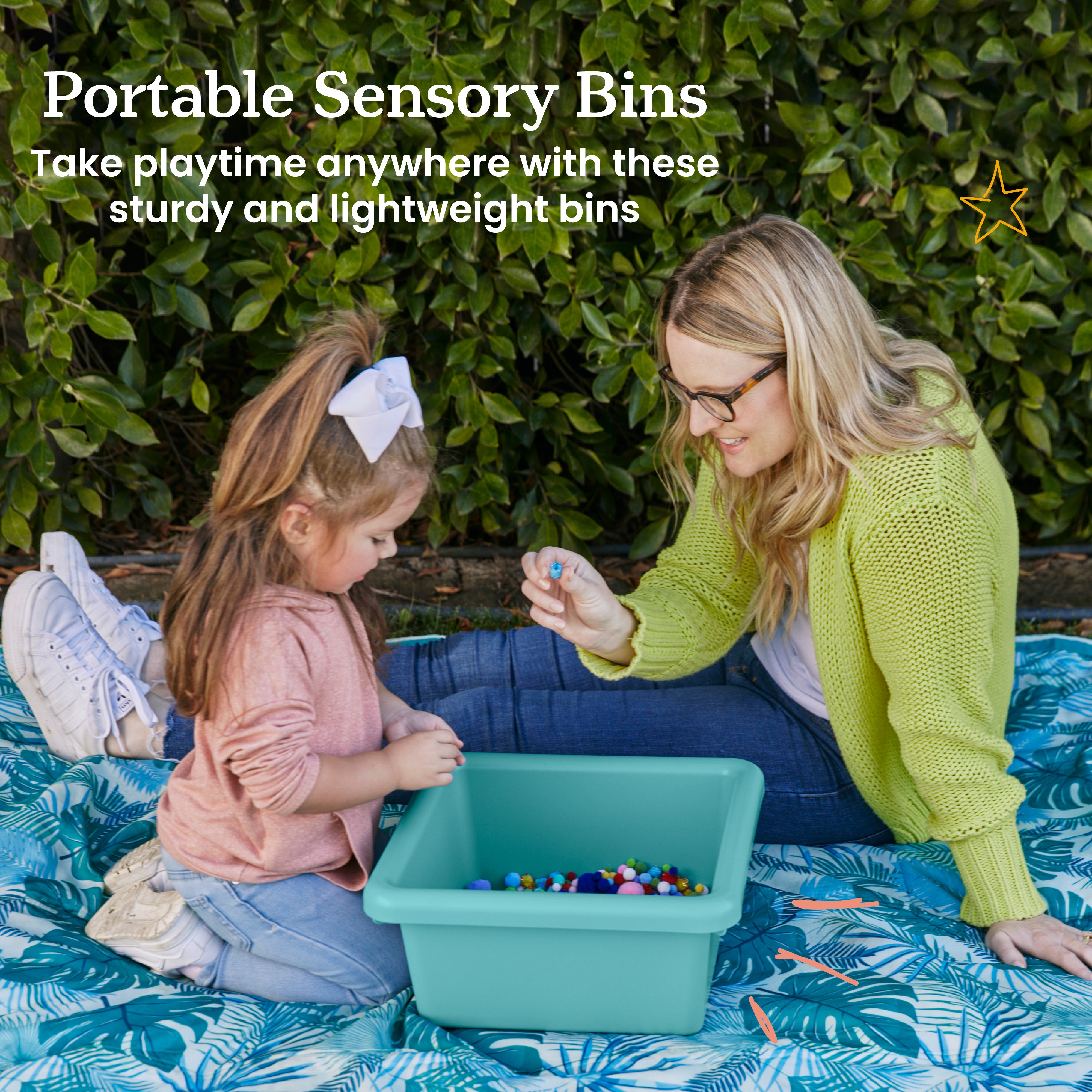 Square Bin with Lid, 2-Pack