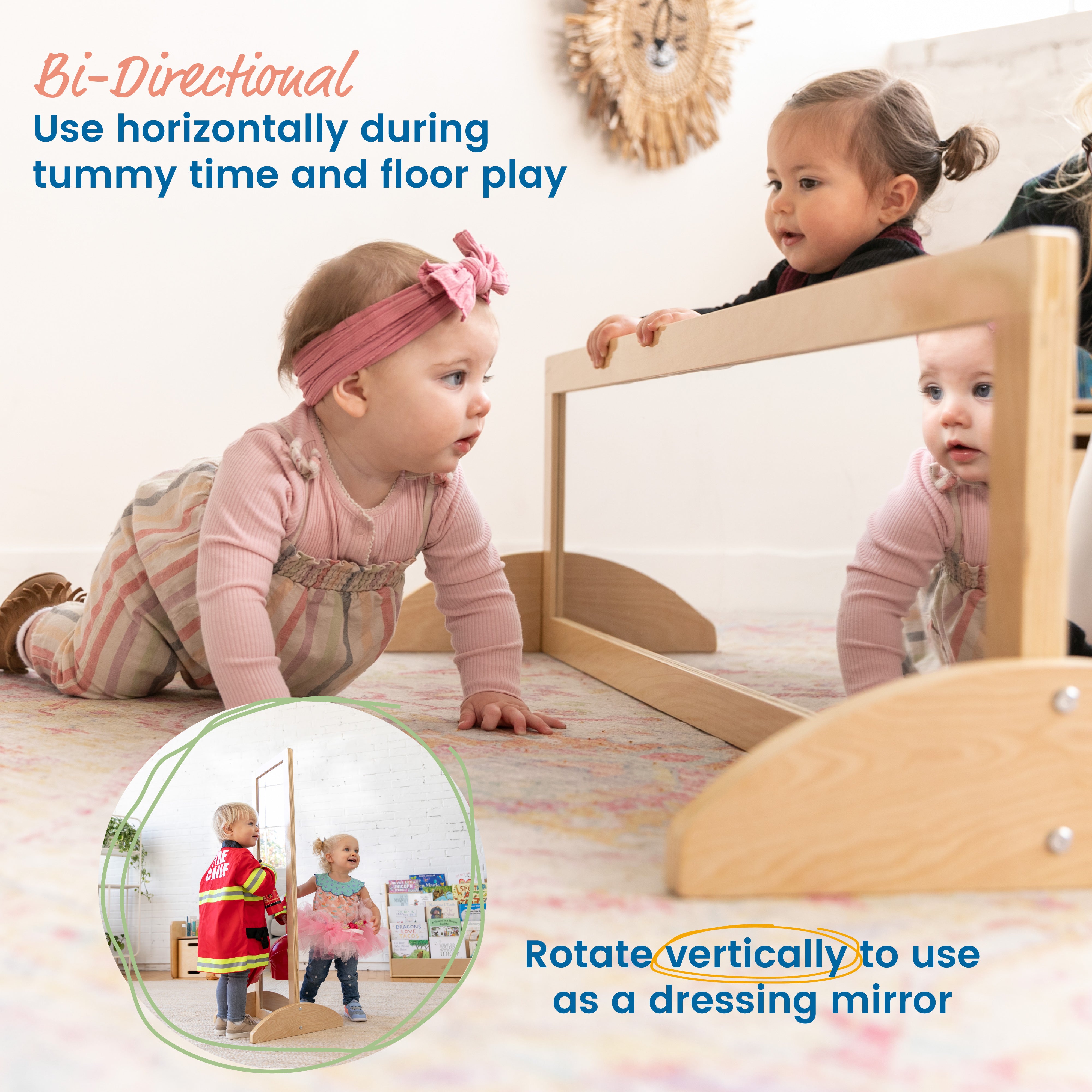 Wooden Double-Sided Bi-Directional Mirror