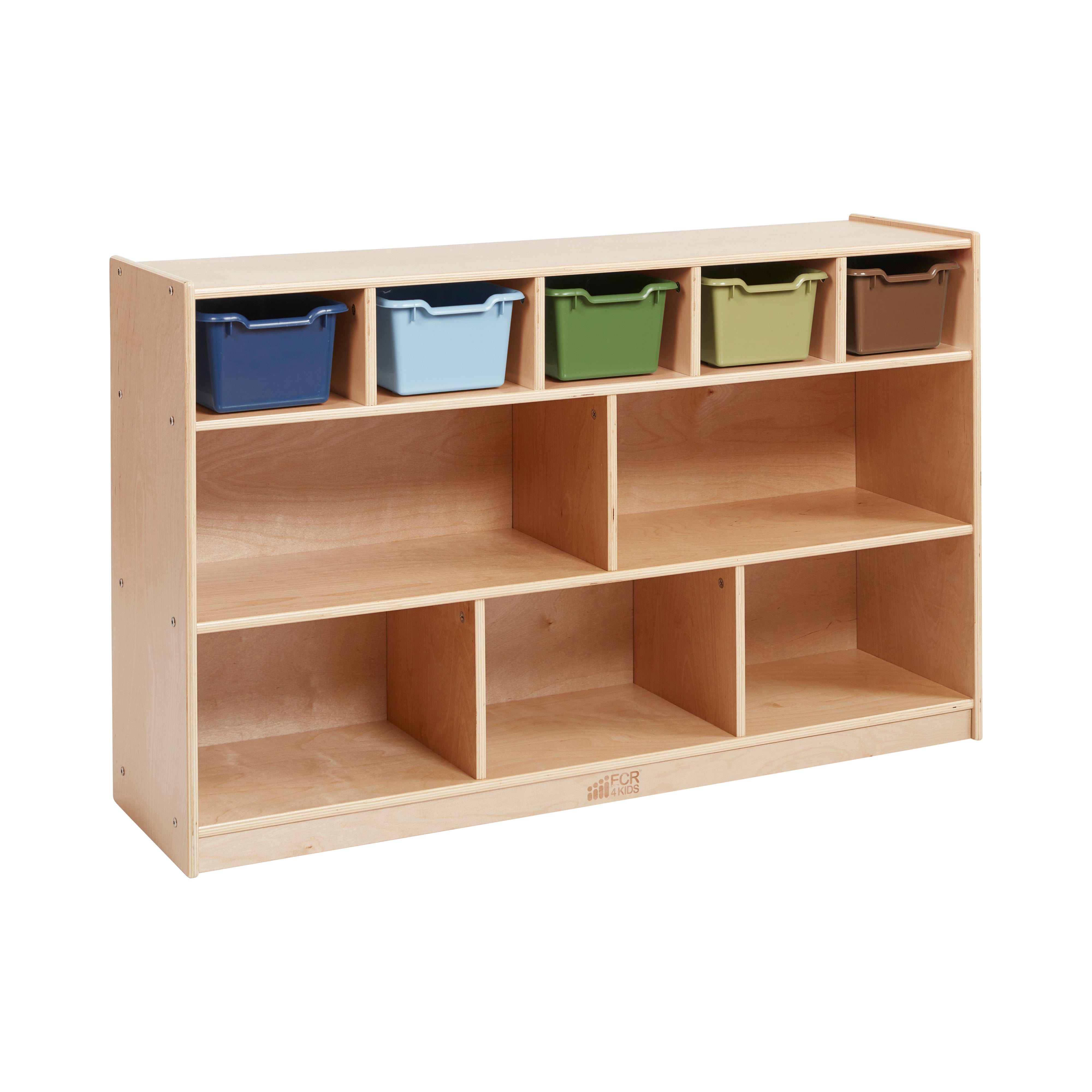 5+5 Cubby and Storage Mobile Cabinet with 5 Scoop Front Bins