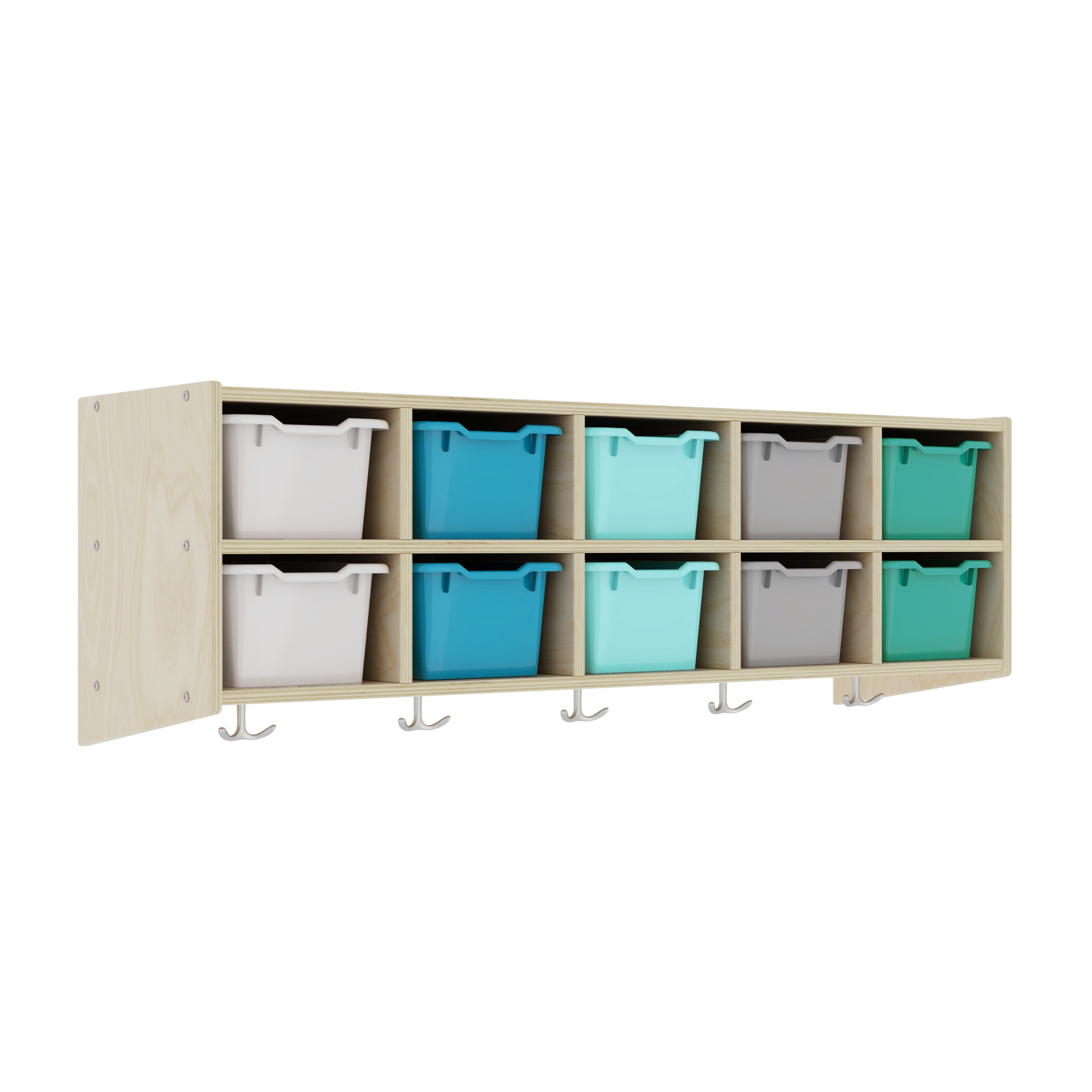 Streamline 10-Section Hanging Coat Locker with Scoop Front Storage Bins