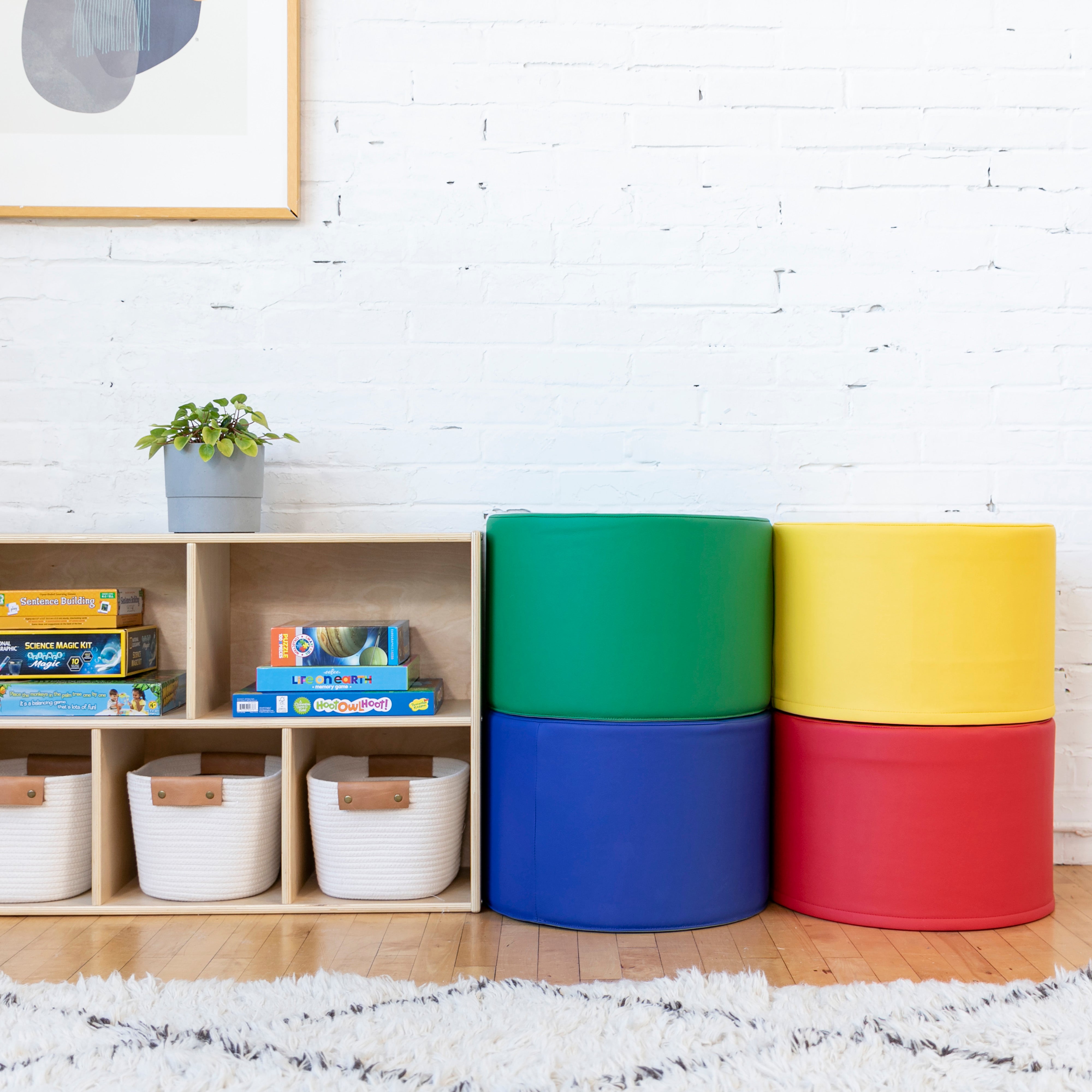 Foam Ottoman Set, Round, 4-Piece