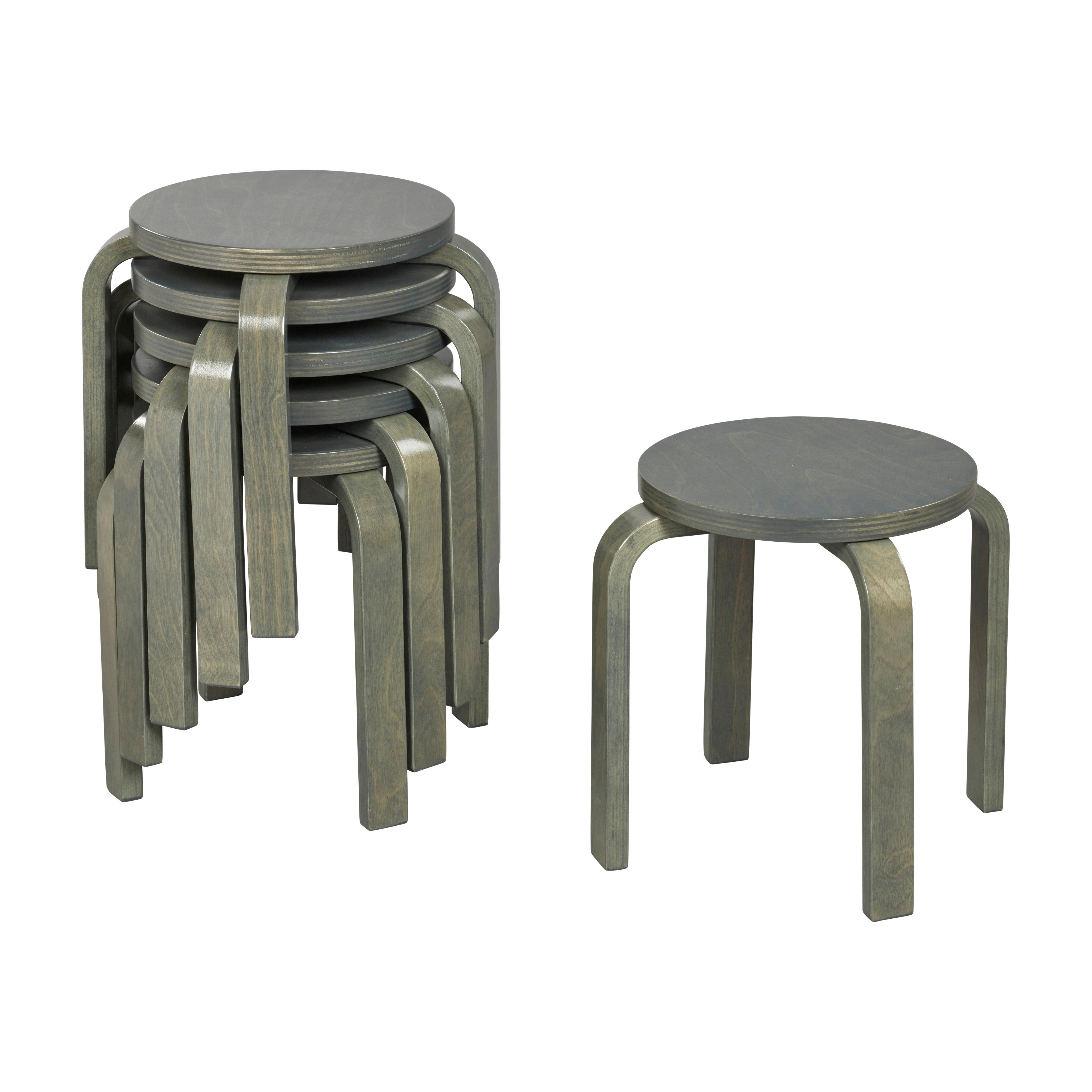 Bentwood Stackable Stools, 6-Piece
