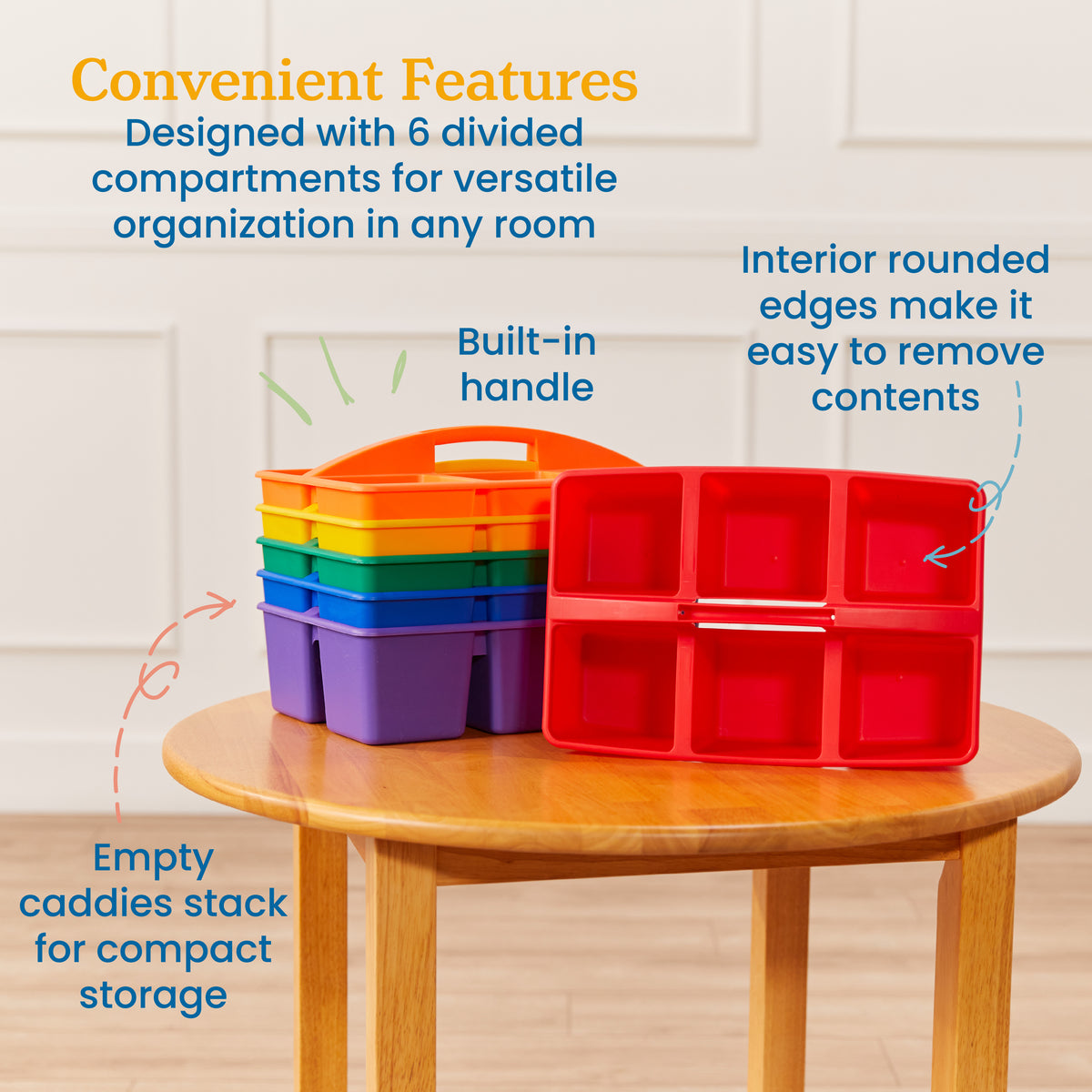 6-Compartment Large Plastic Caddy, 6-Pack
