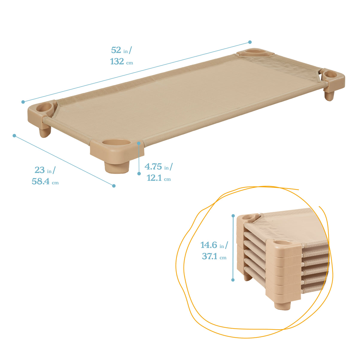 Stackable Kiddie Cot, Ready-to-Assemble, Standard Size, 6-Pack