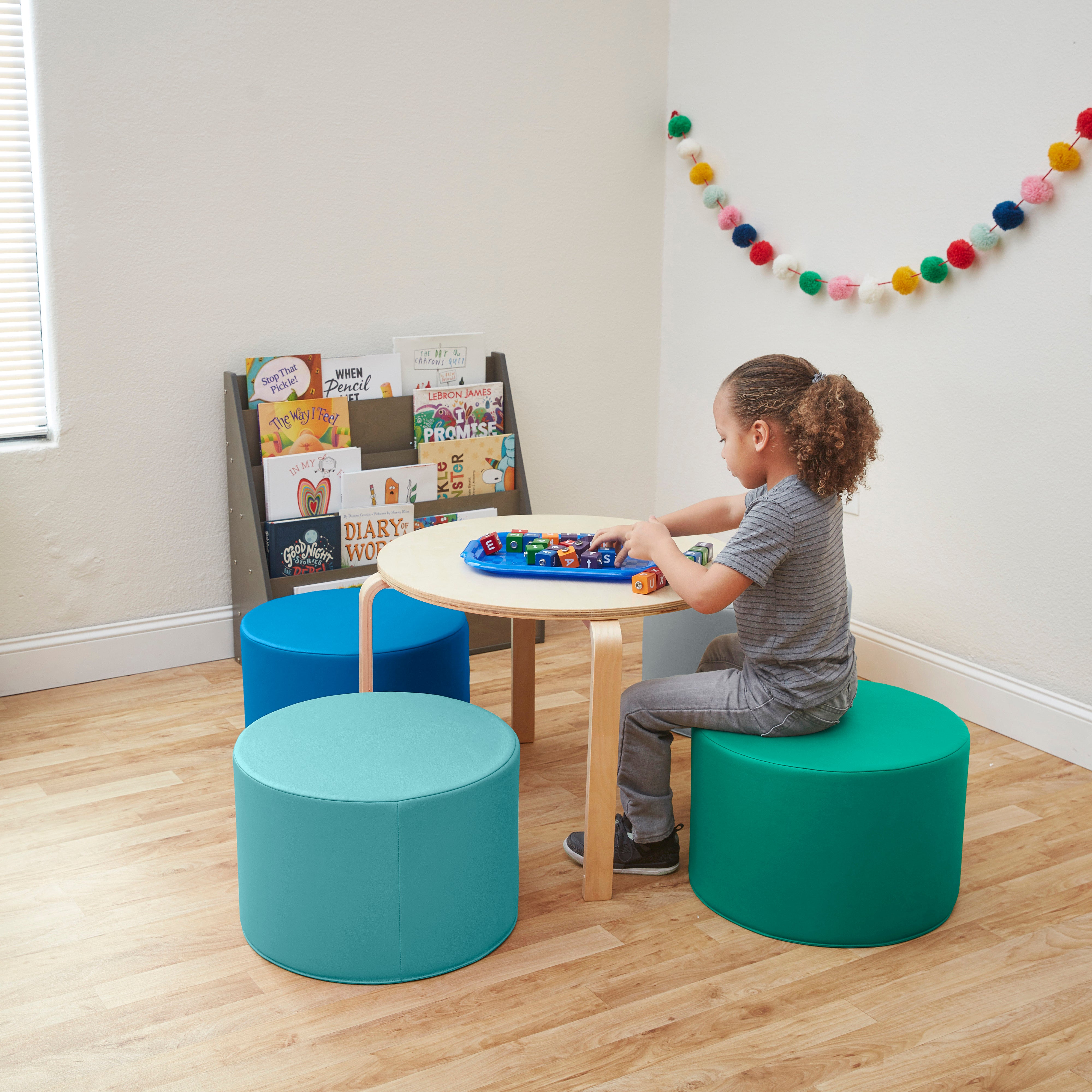 Foam Ottoman Set, Round, 4-Piece