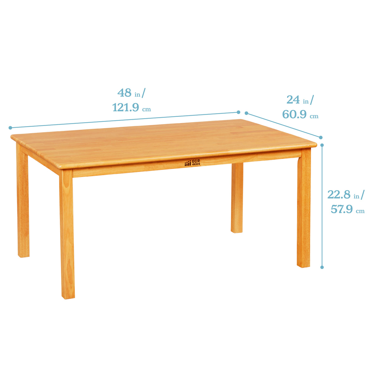 24in x 48in Rectangular Hardwood Table and Four Chairs, 12in Seat Height, 5-Piece