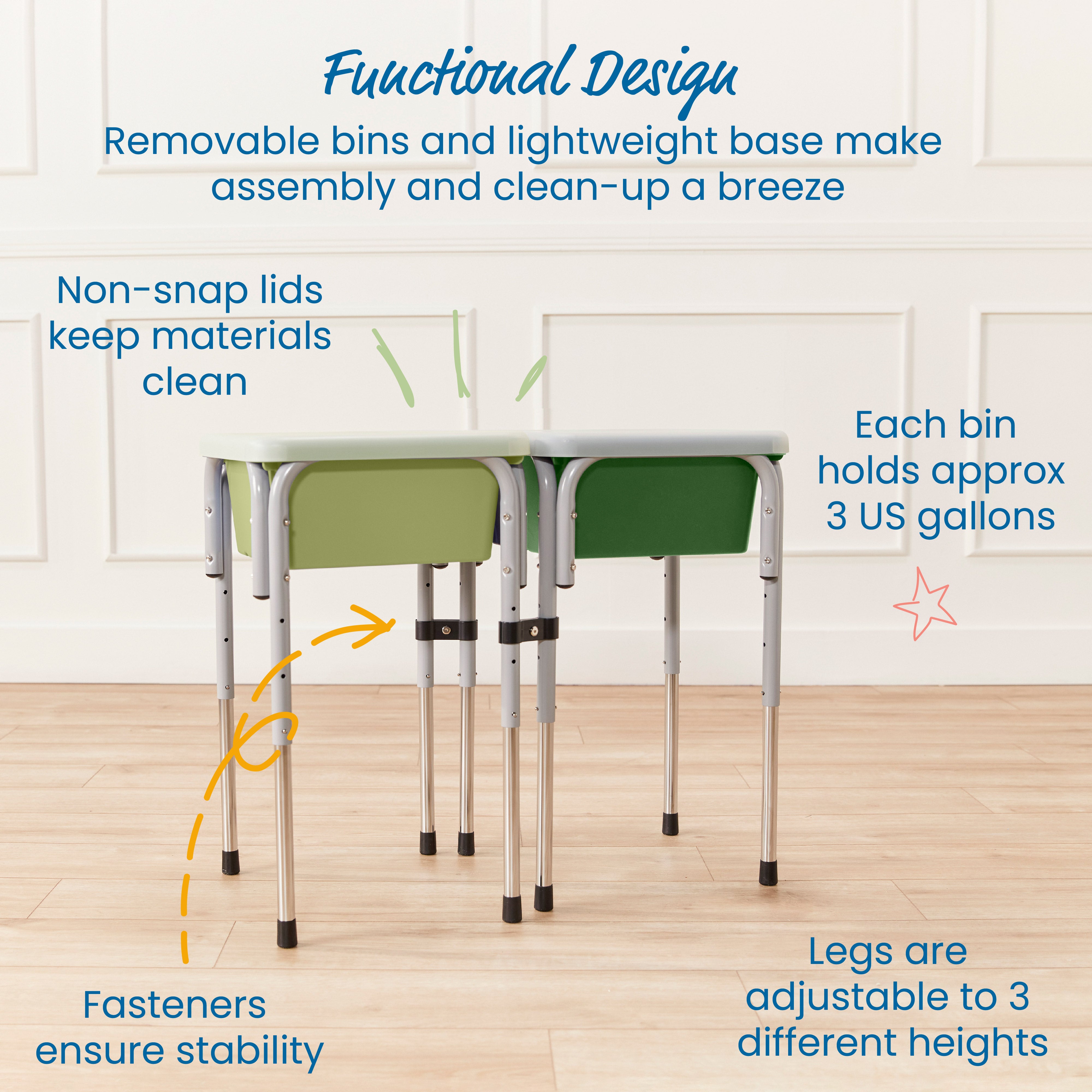 2-Station Sand and Water Adjustable Play Table, Sensory Bins
