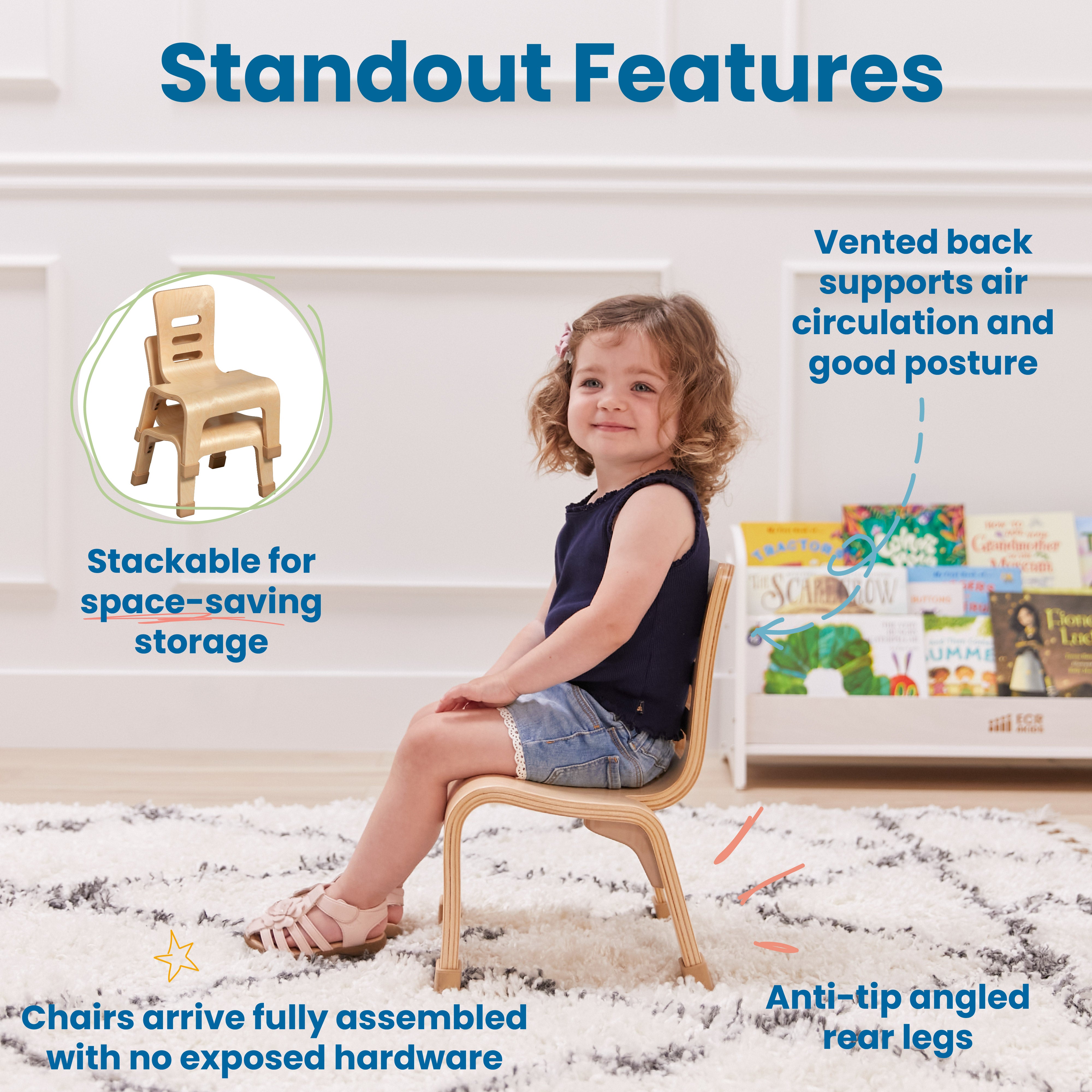 Bentwood Chair, 8in Seat Height, 2-Pack