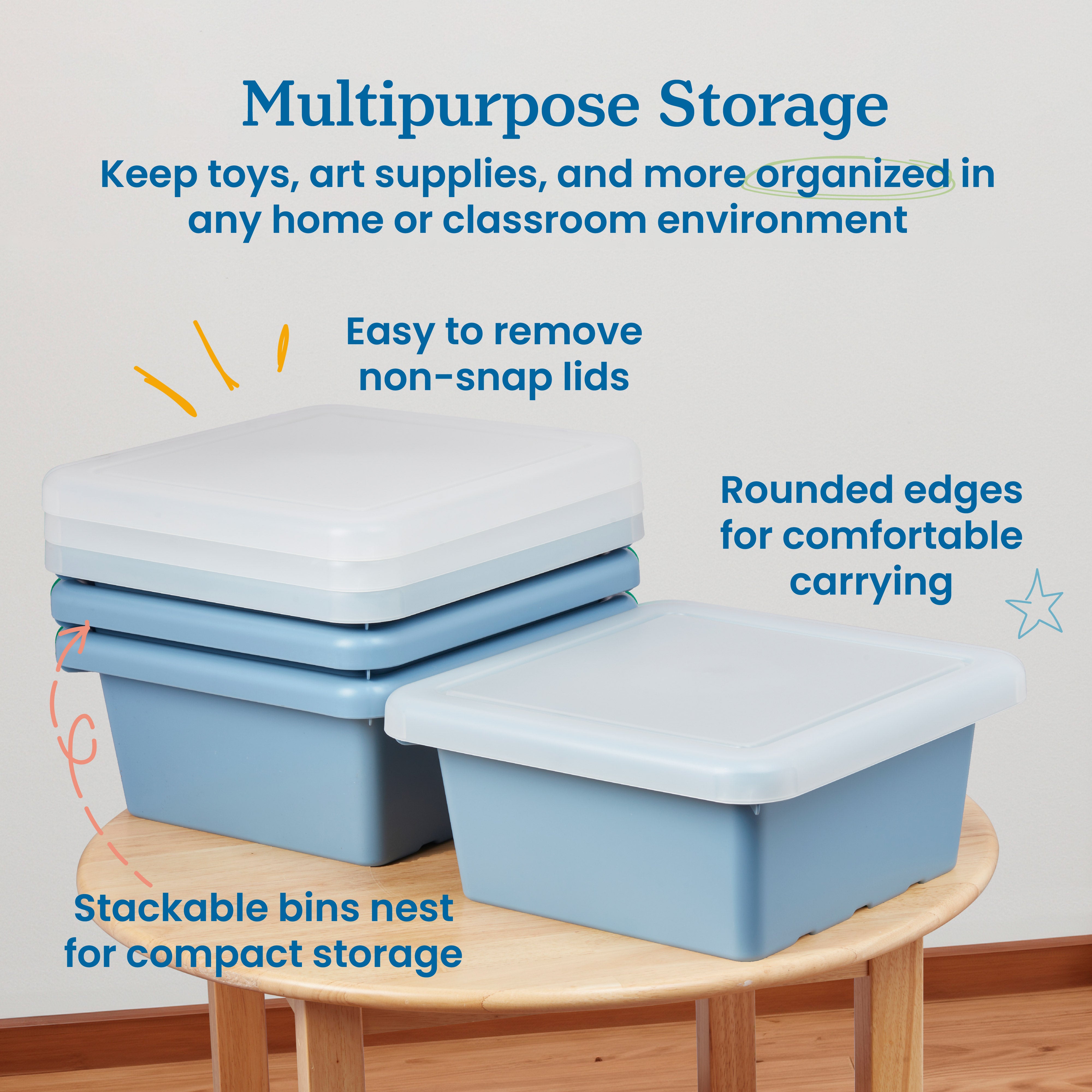 Square Bin with Lid, 4-Pack