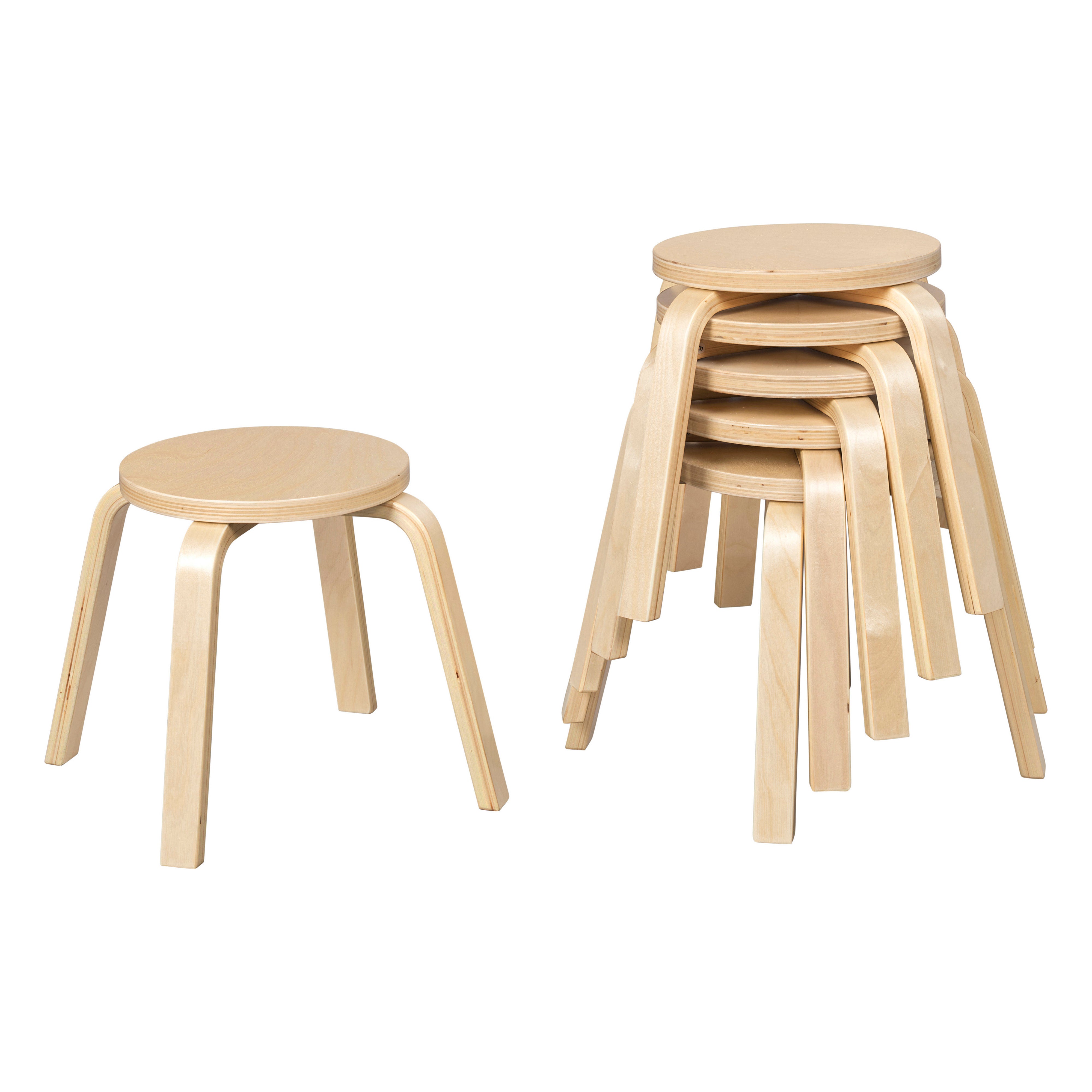 Bentwood Stackable Stools, 6-Piece