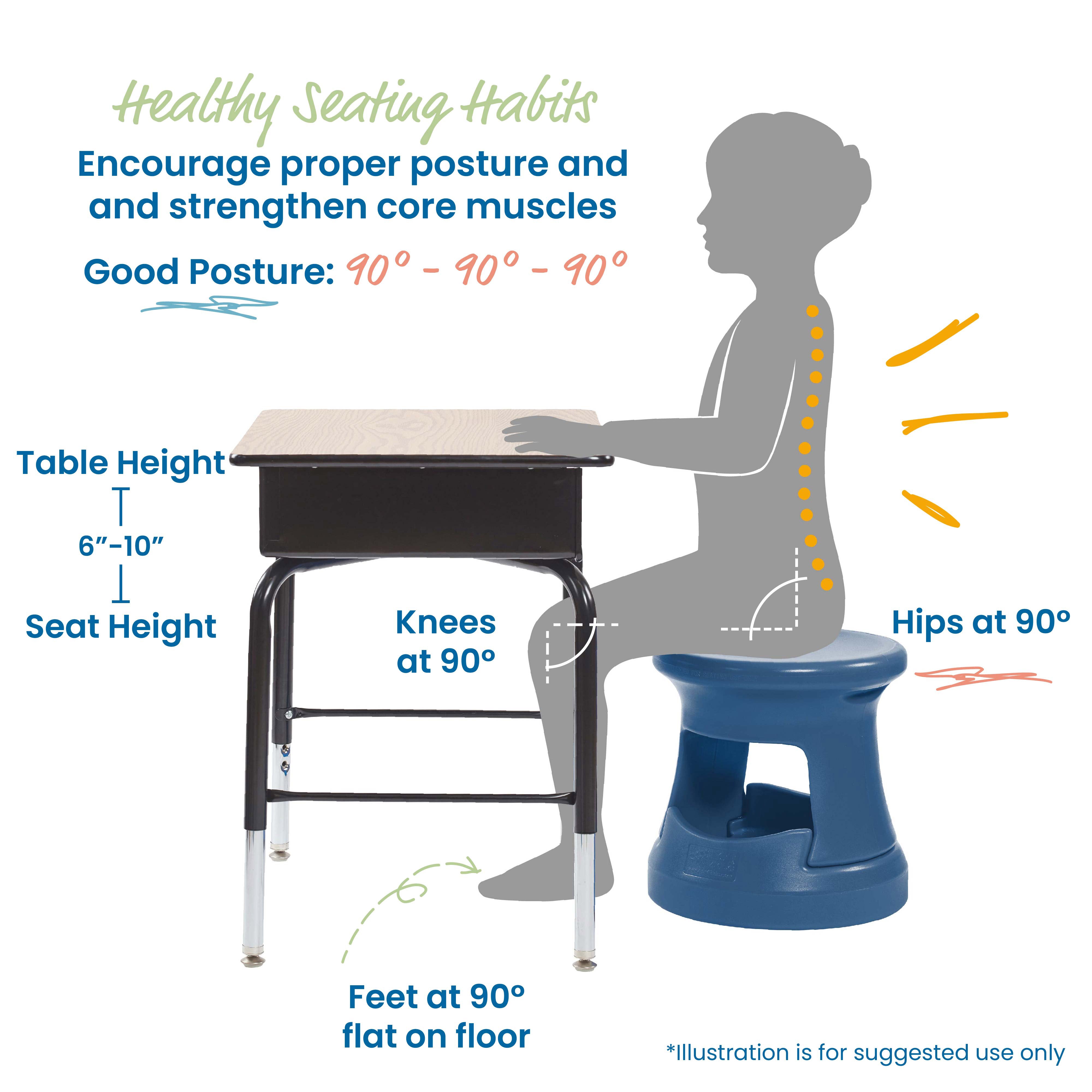 Storage Wobble Stool, 15in Seat Height