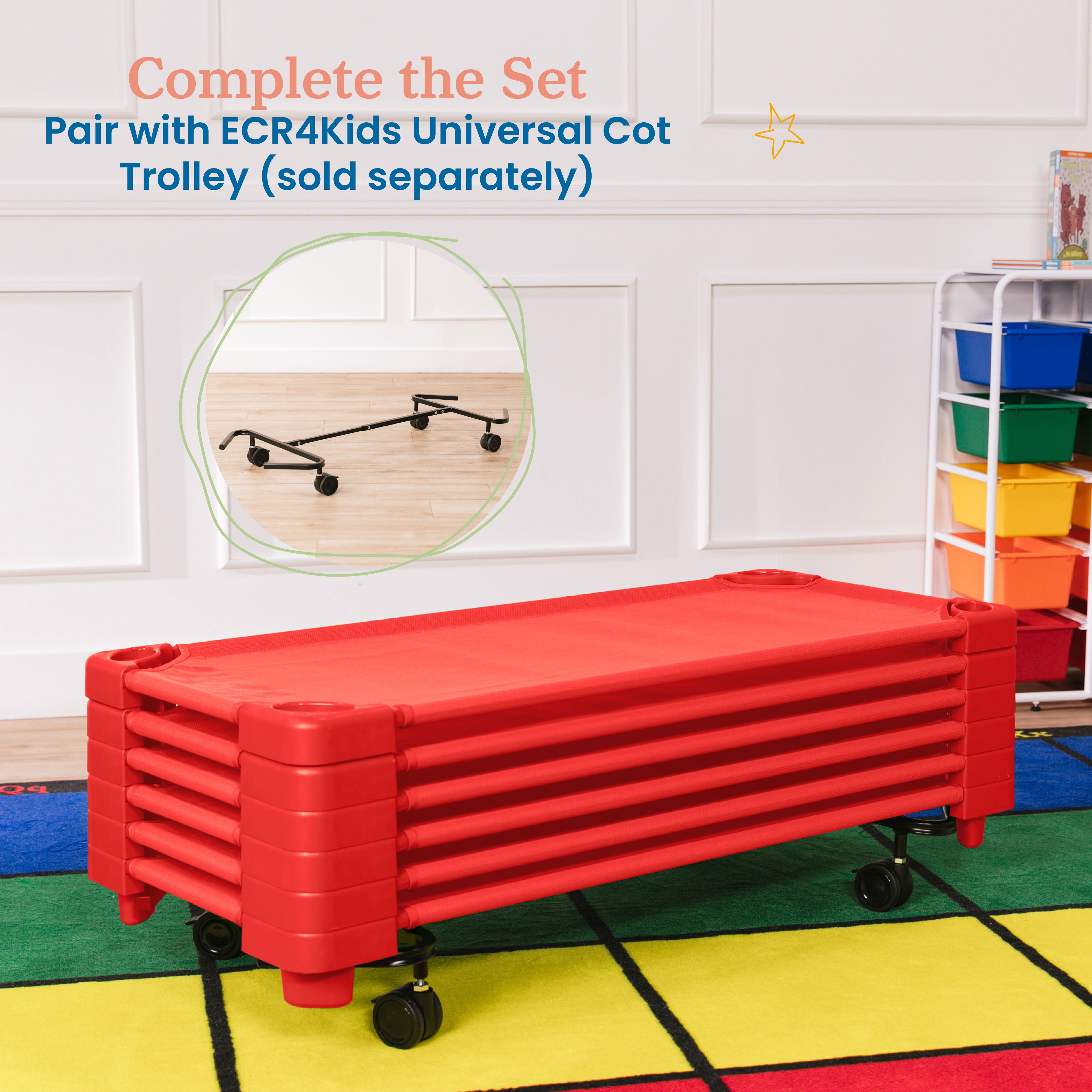 Stackable Kiddie Cot, Ready-to-Assemble, Standard Size, 6-Pack