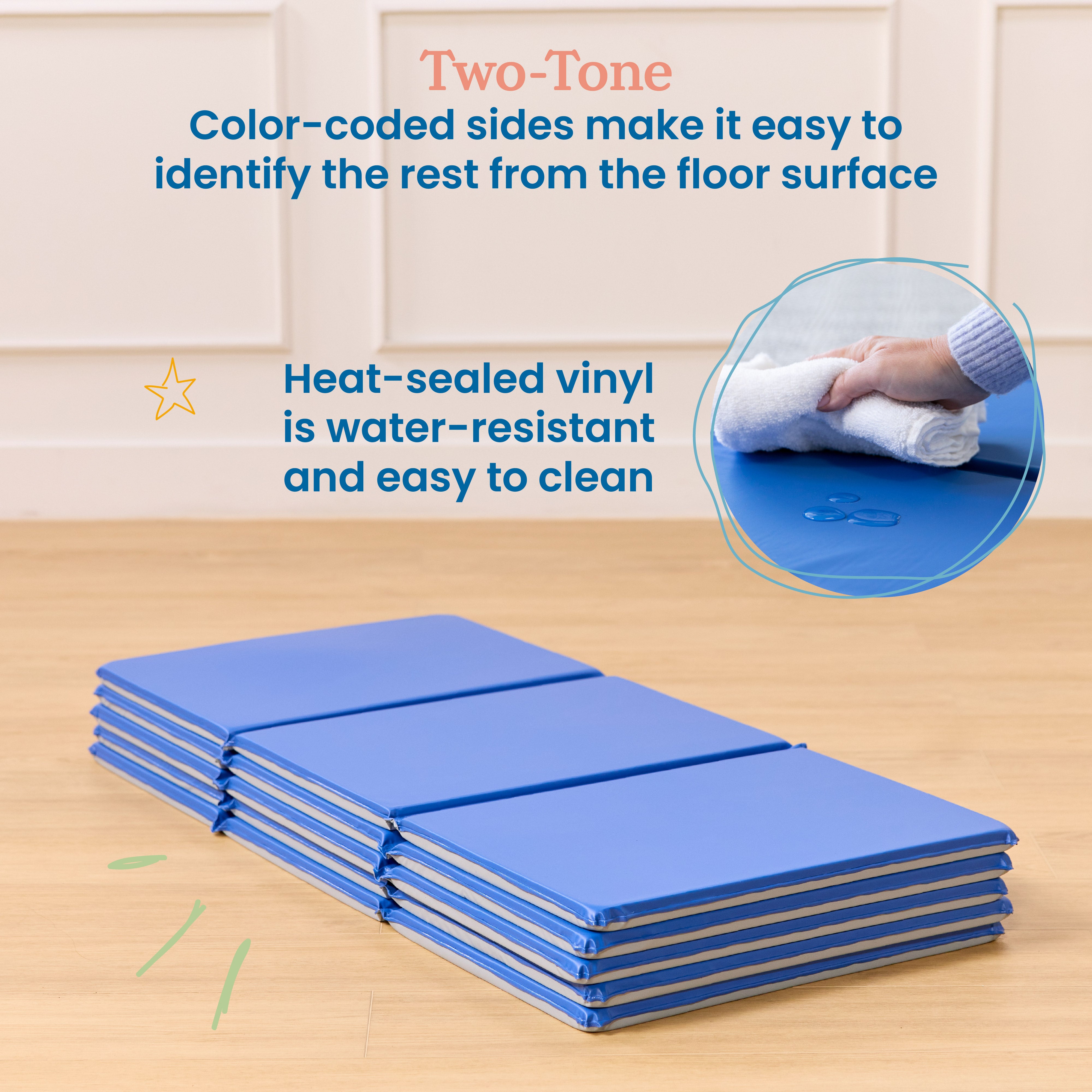 Everyday Folding Rest Mat, 3-Section, 1in, 5-Pack