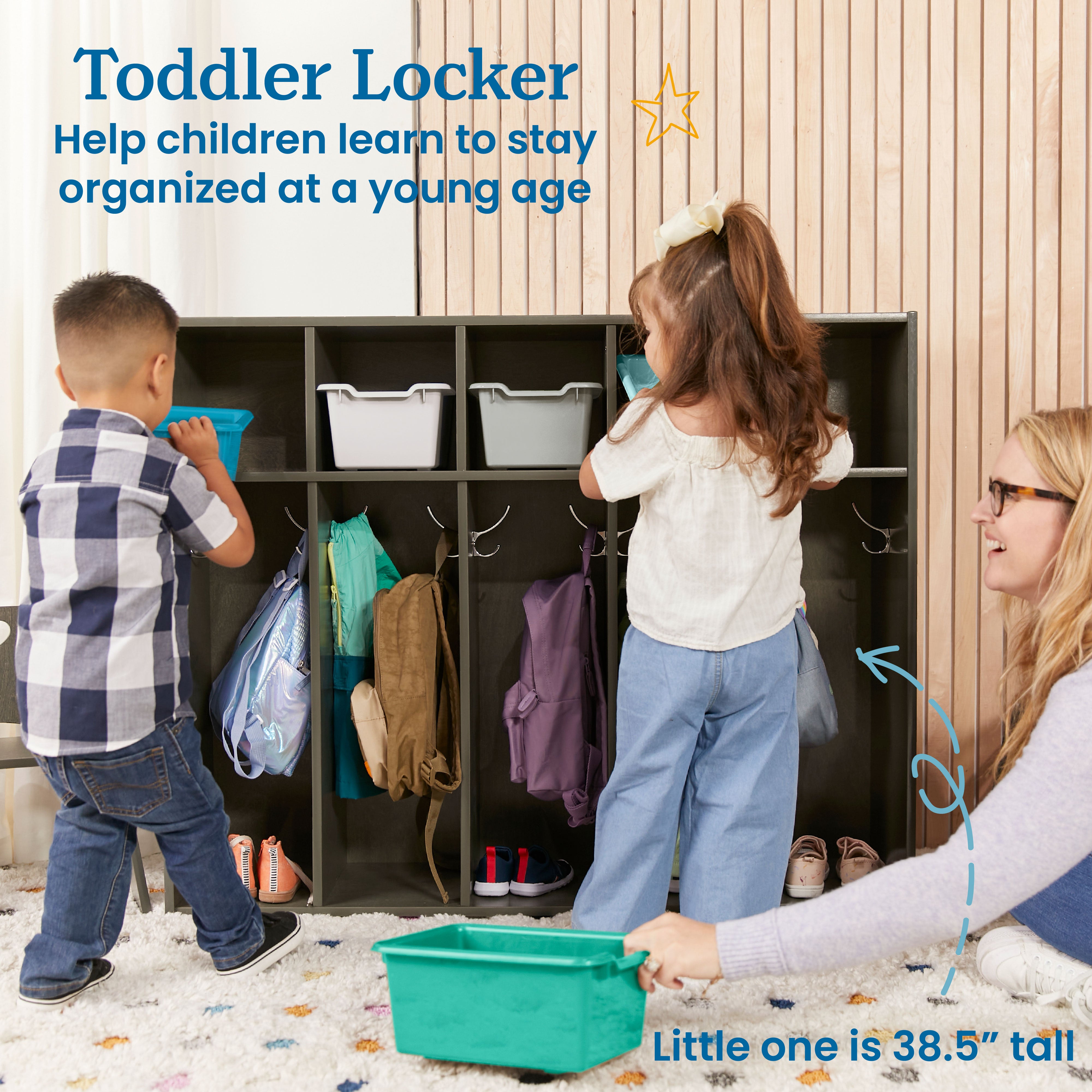 Streamline 5-Section Toddler Coat Locker with 5 Scoop Front Bins