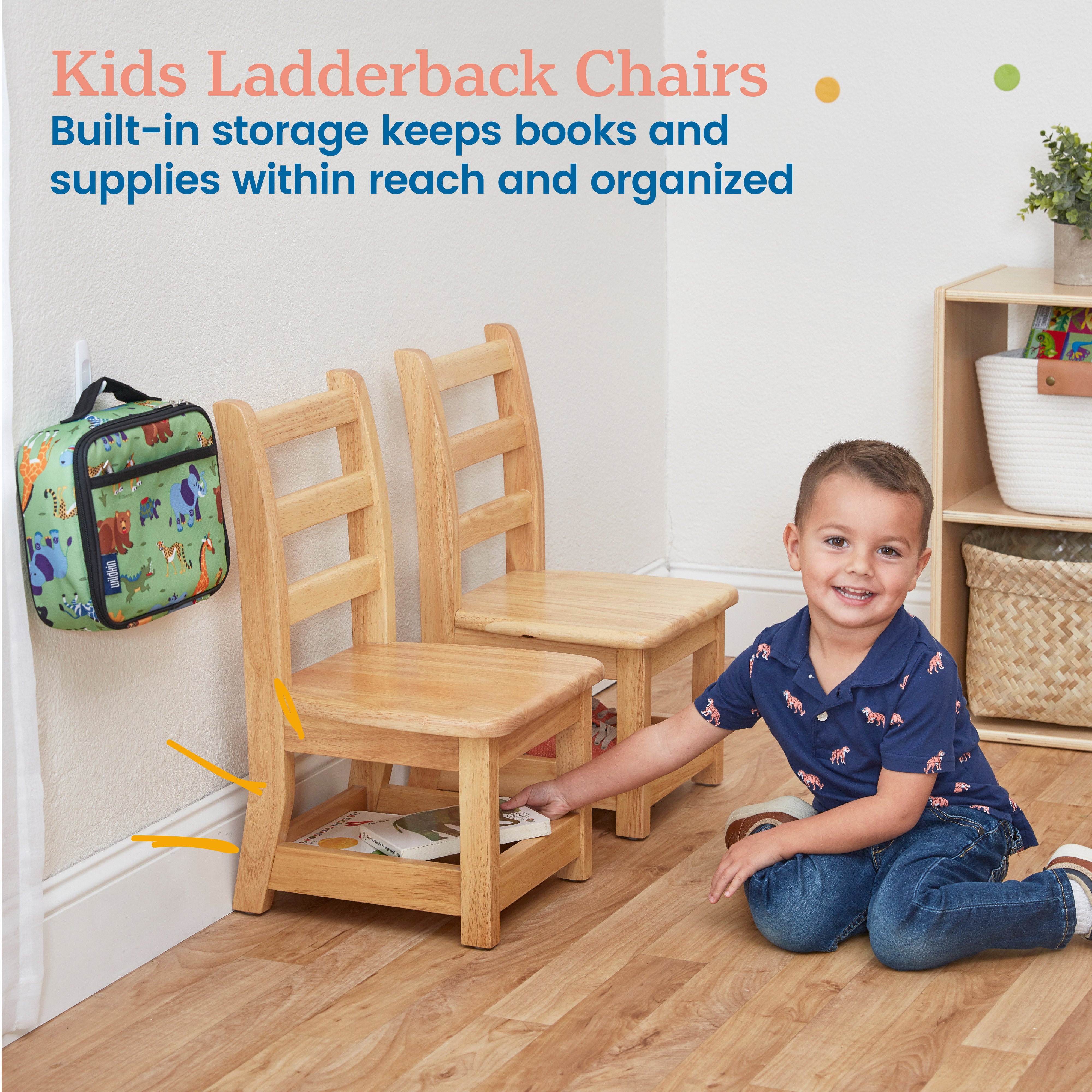 Three-Rung Ladderback Chair with Storage, 2-Pack