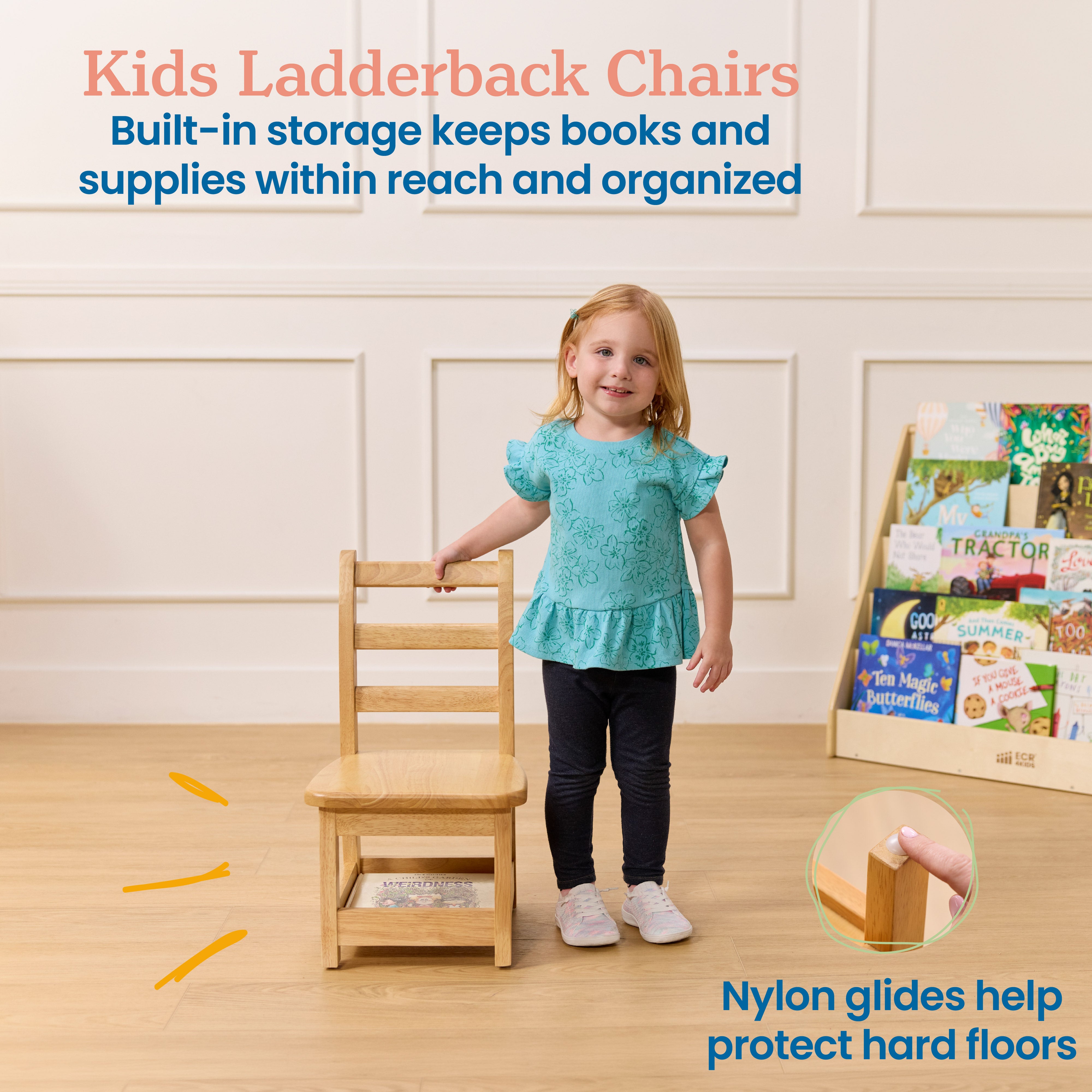 Three-Rung Ladderback Chair with Storage, 2-Pack