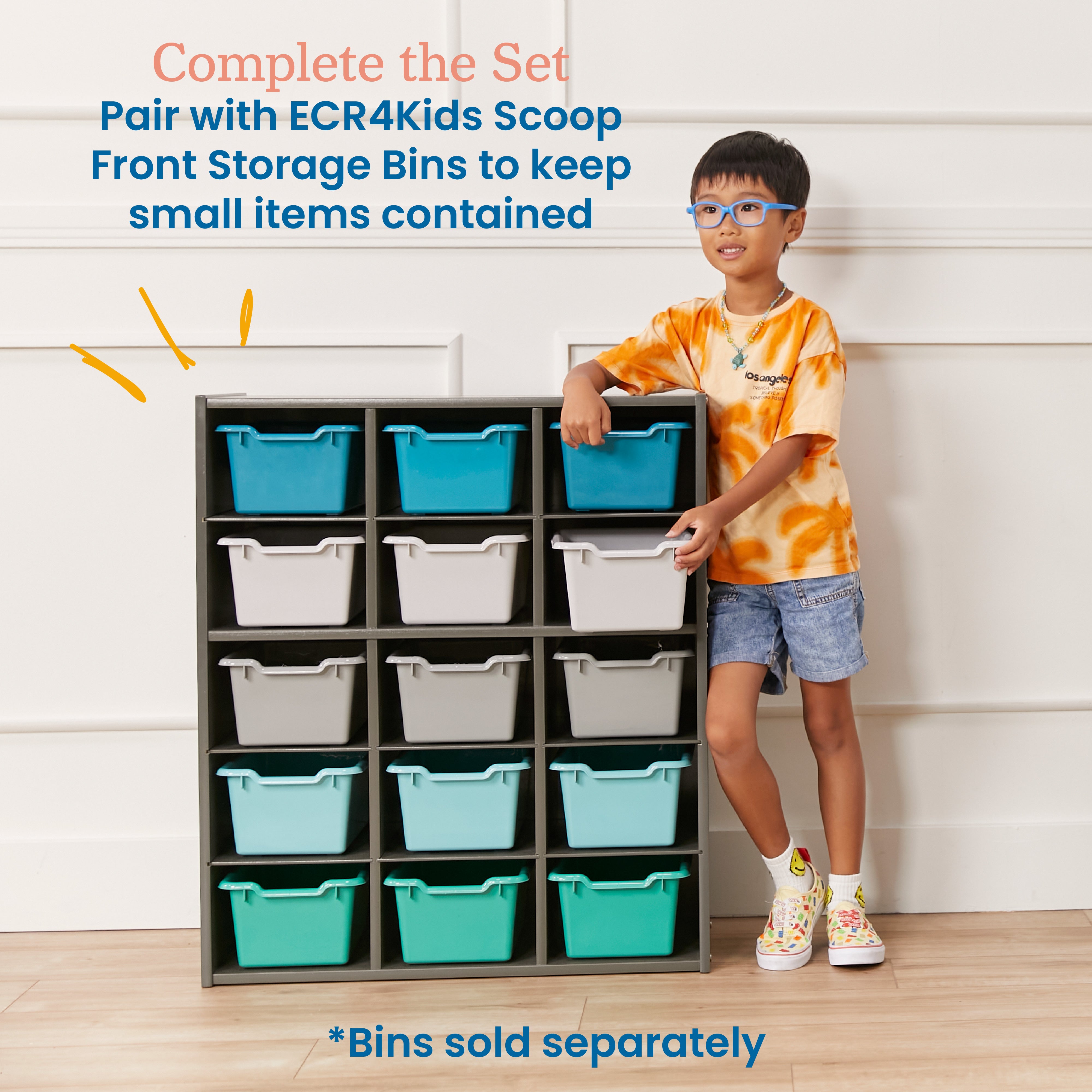 Streamline 15 Cubby Tray Storage Cabinet, 5x3