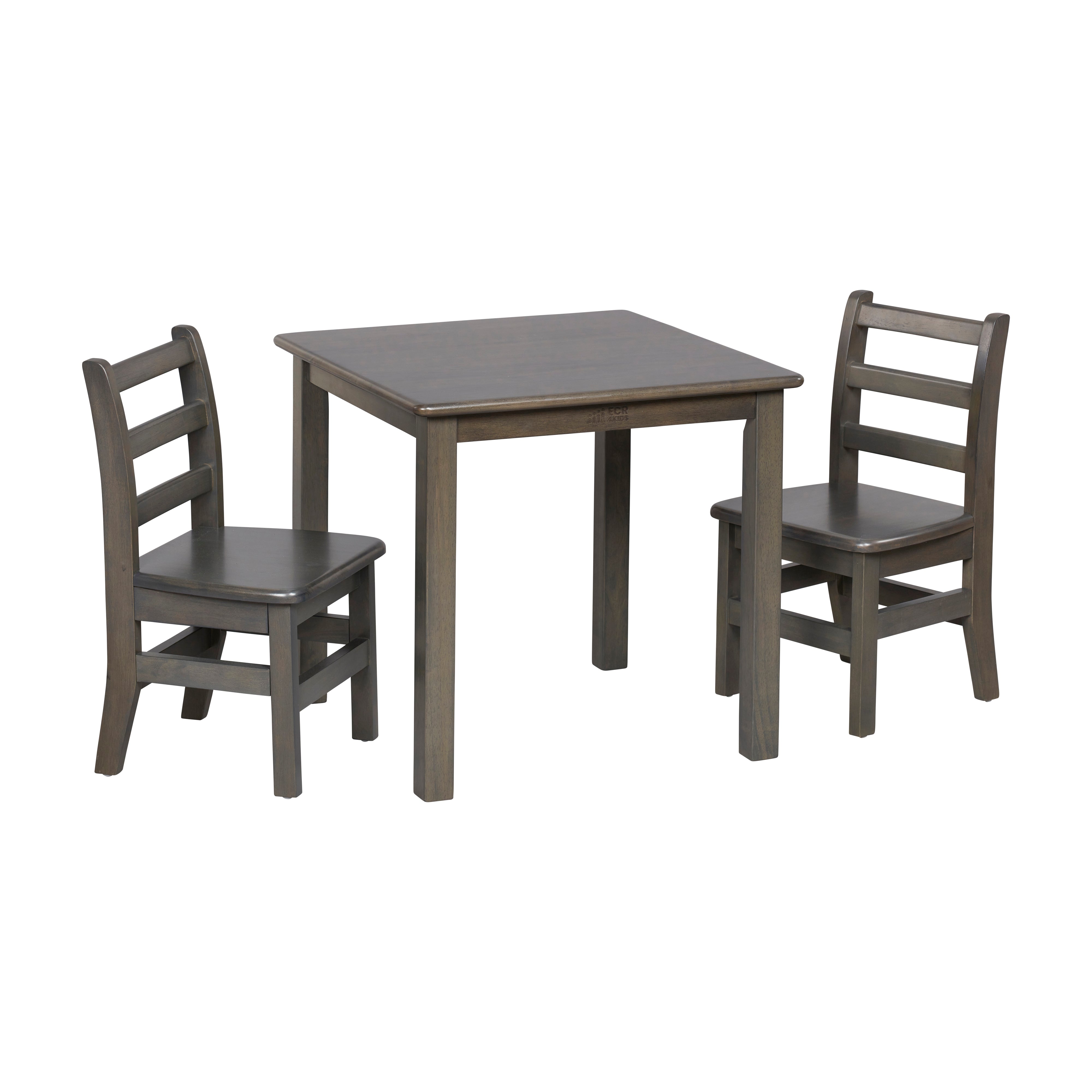 24in x 24in Hardwood Table and Chair Set, 12in Seat Height, 3-Piece