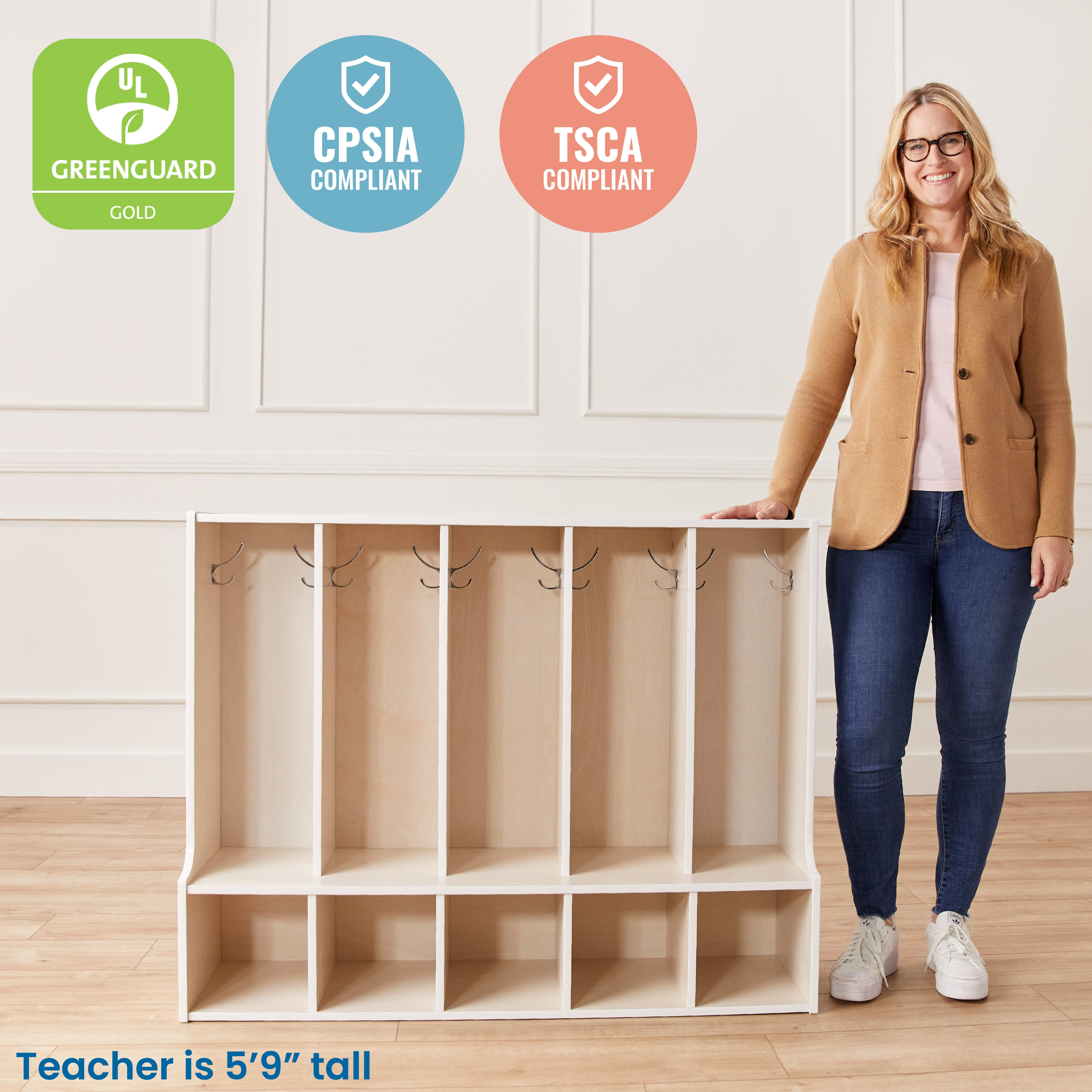 Streamline 5-Section Toddler Coat Locker with Bench