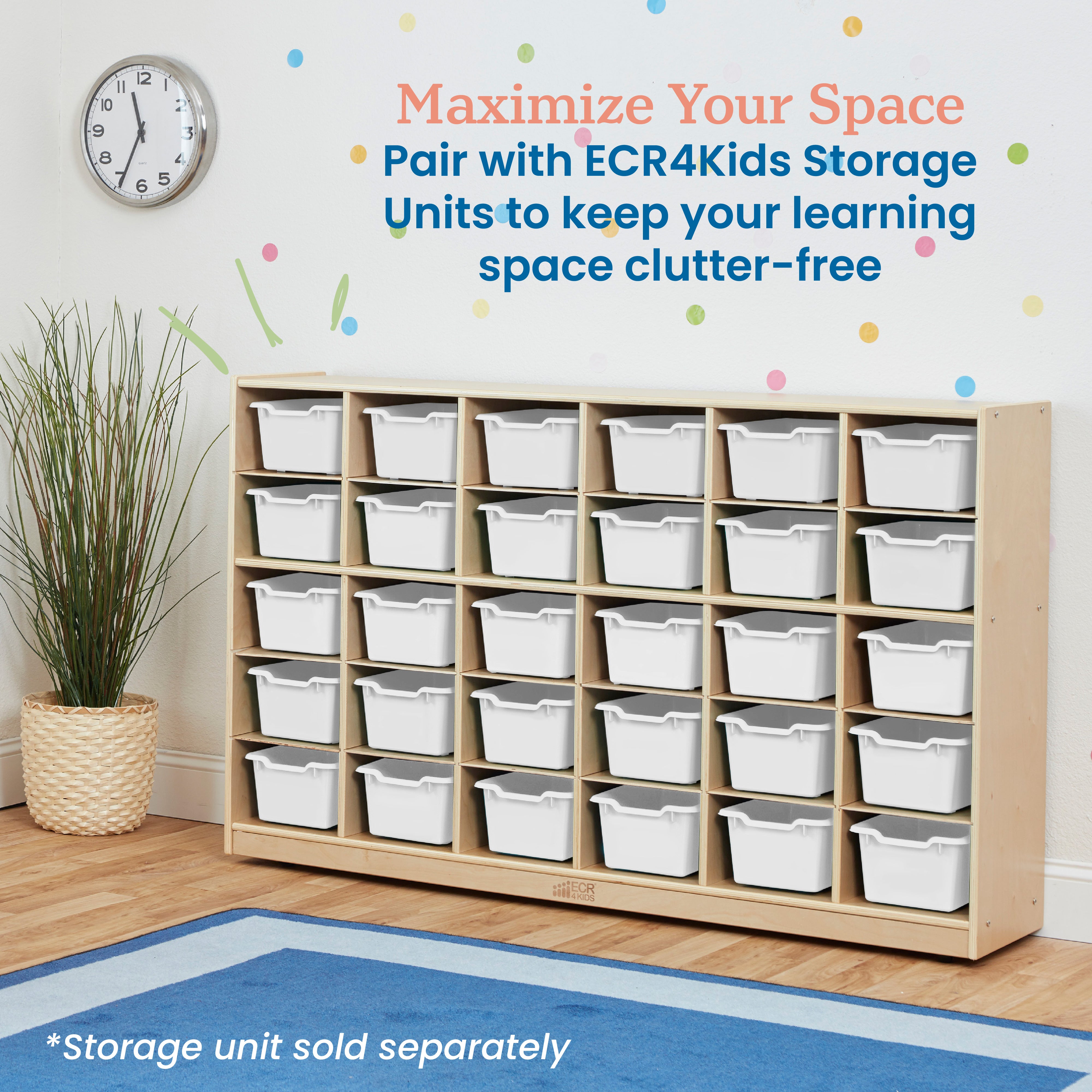 Scoop Front Plastic Storage Bins, 30-Piece