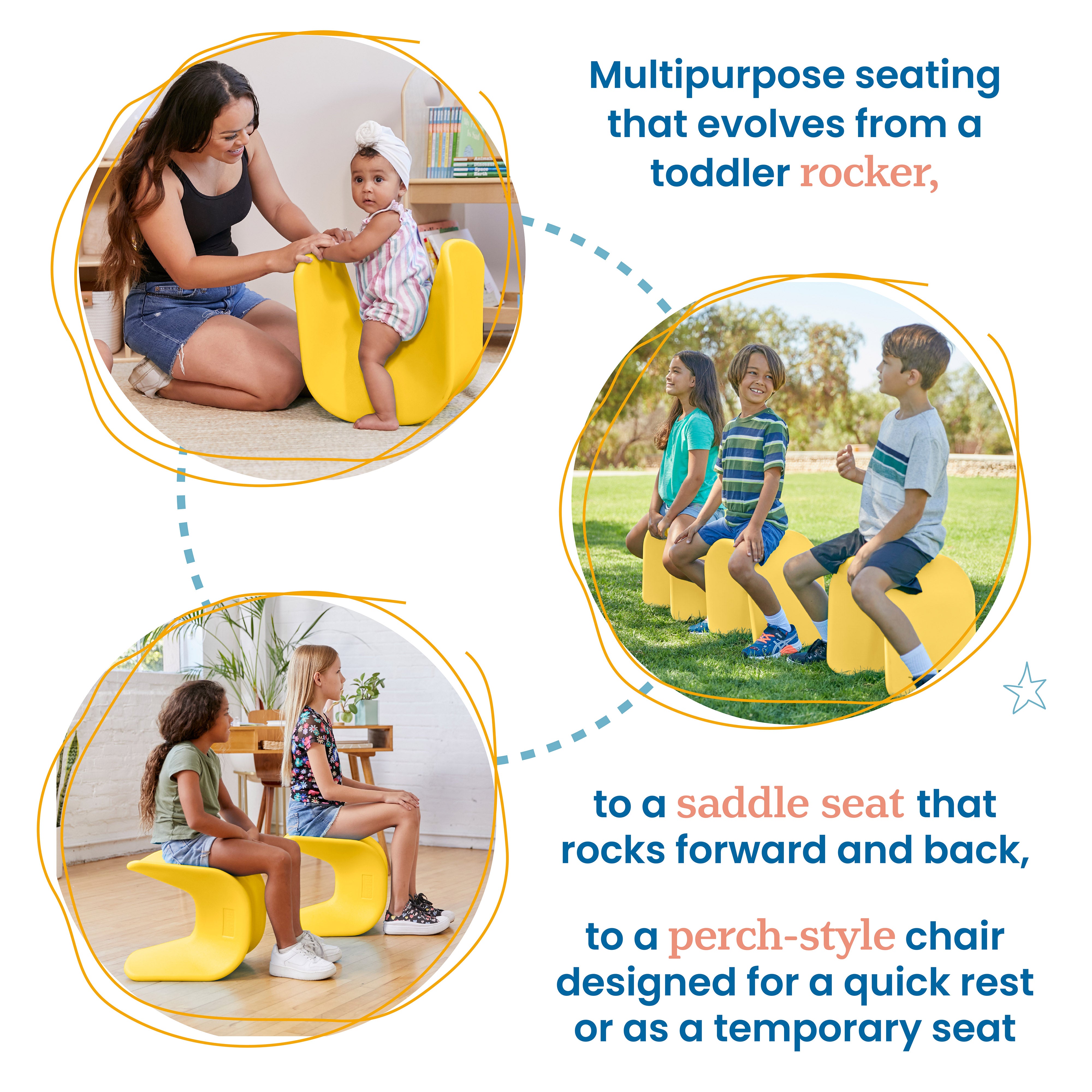 Wave Seat, 14in - 15.1in Seat Height, 2-Pack