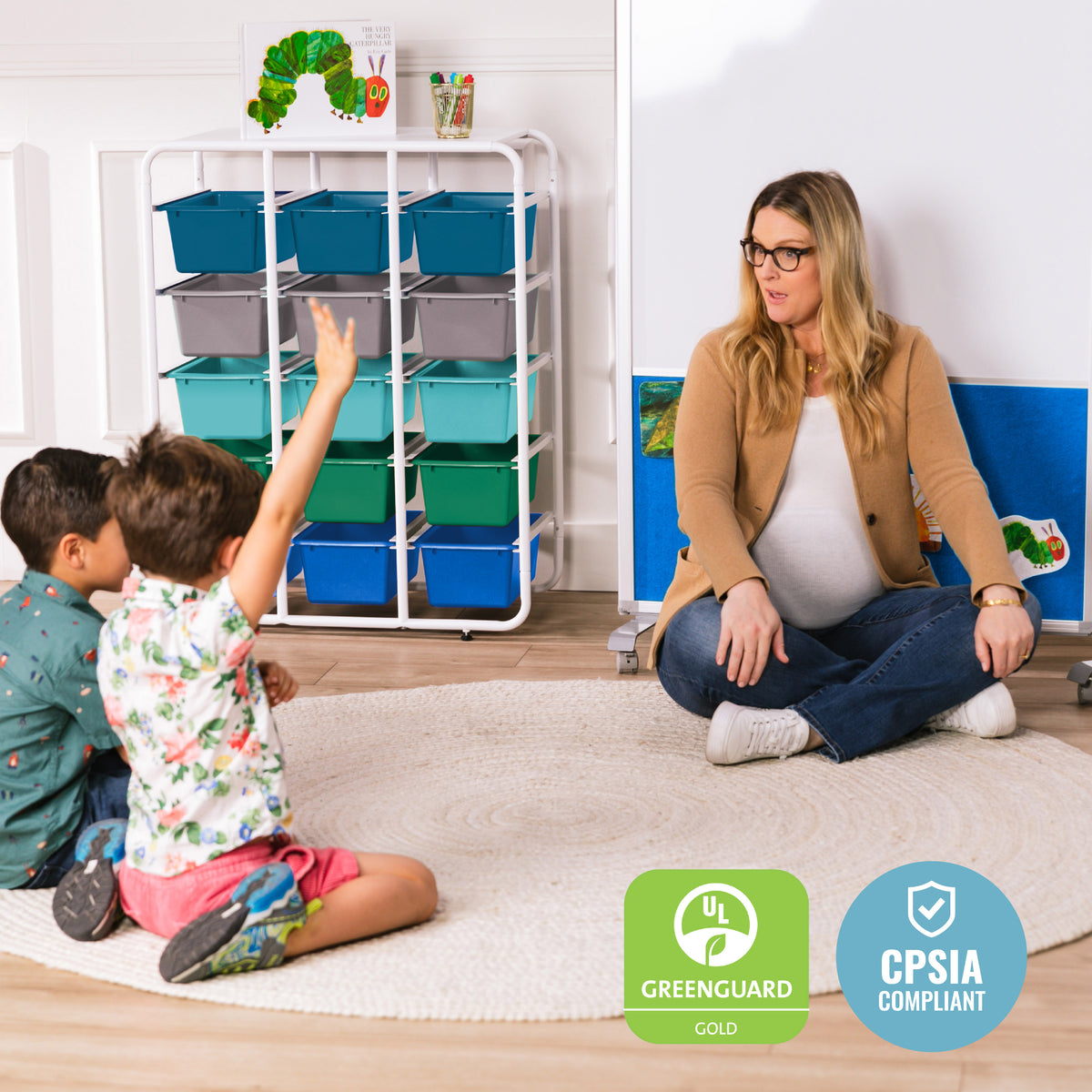 5-Tier Storage Rack with 15 Cubby Bins, 5x3