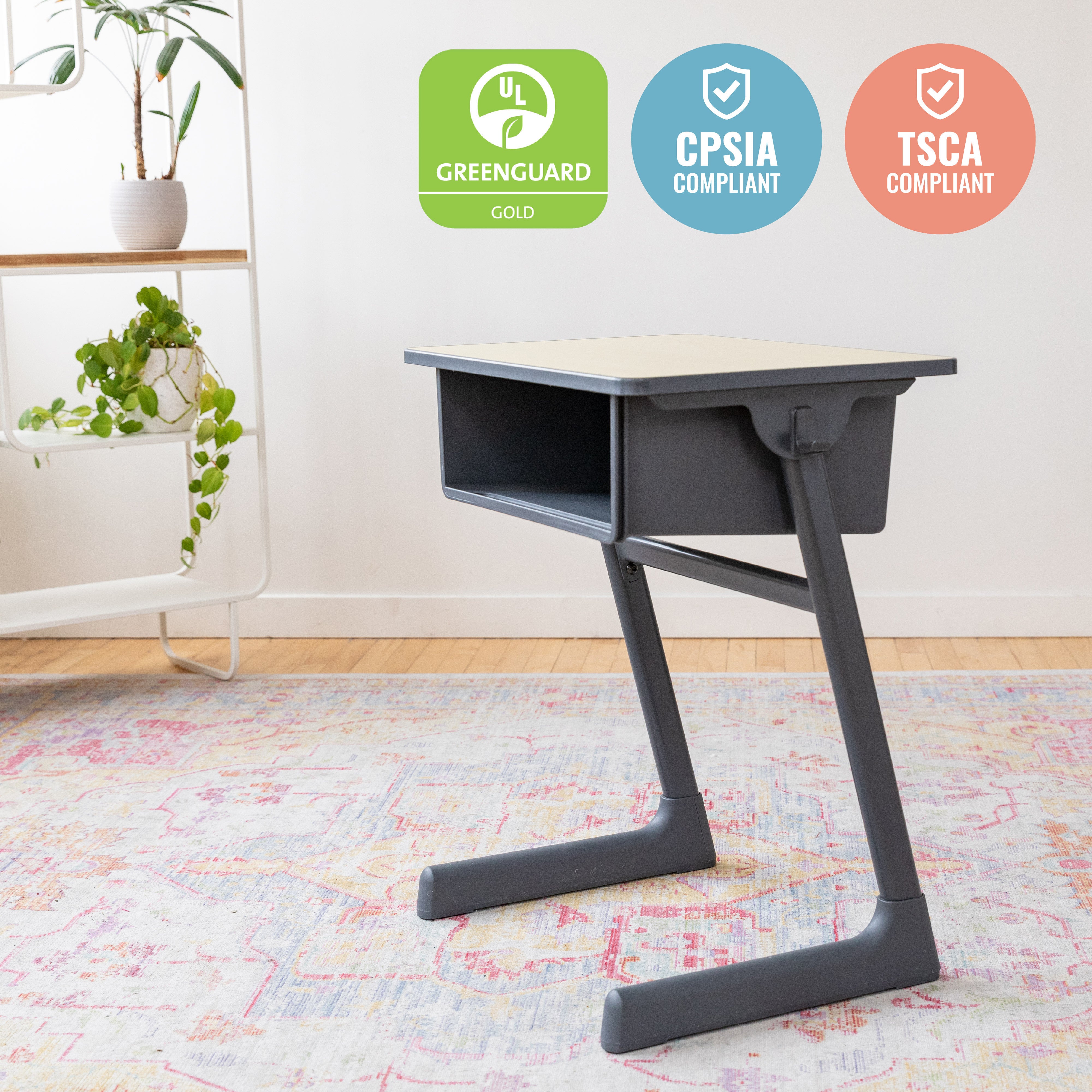 Cave Open Front Desk with Plastic Book Box