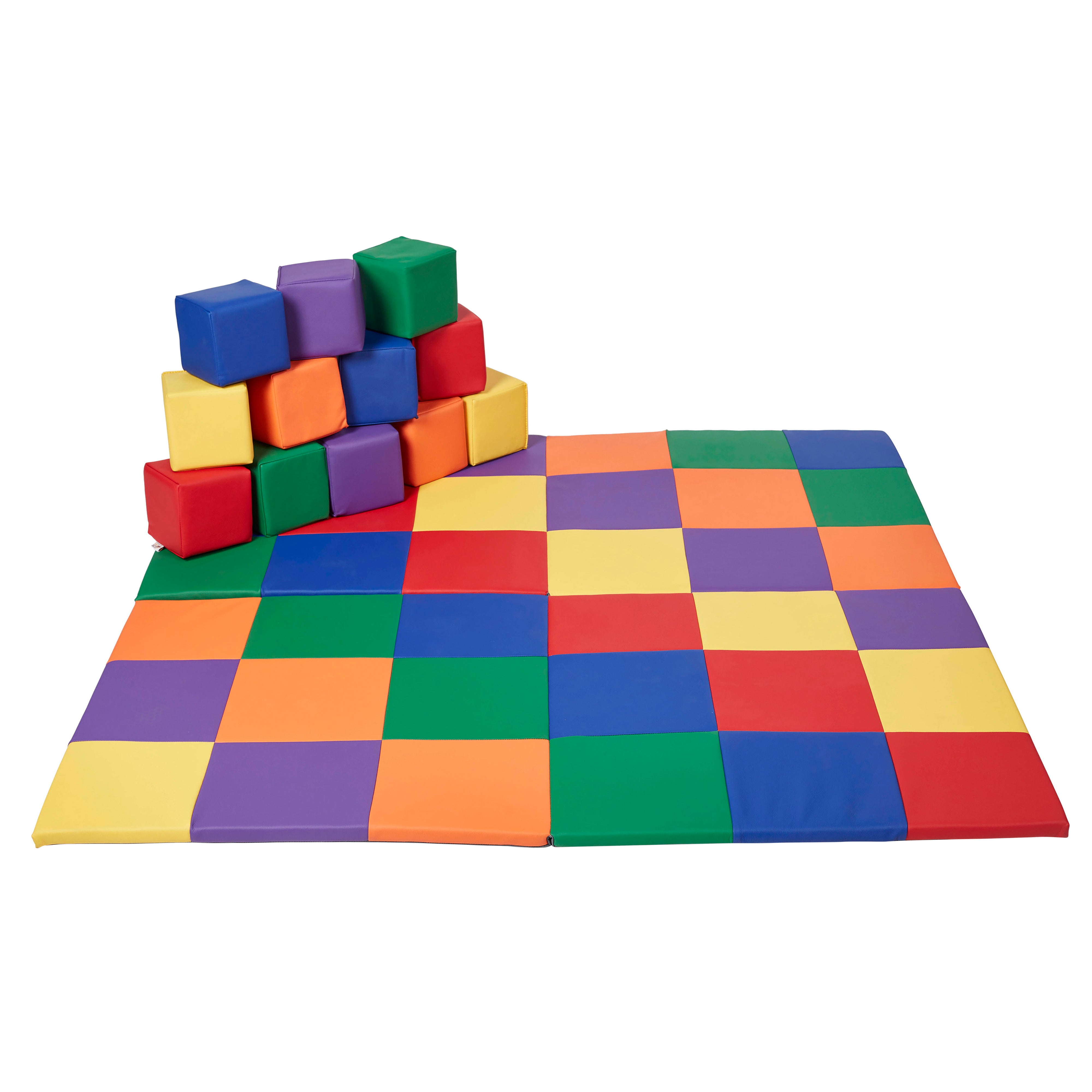Patchwork Activity Mat and Toddler Blocks, 13-Piece