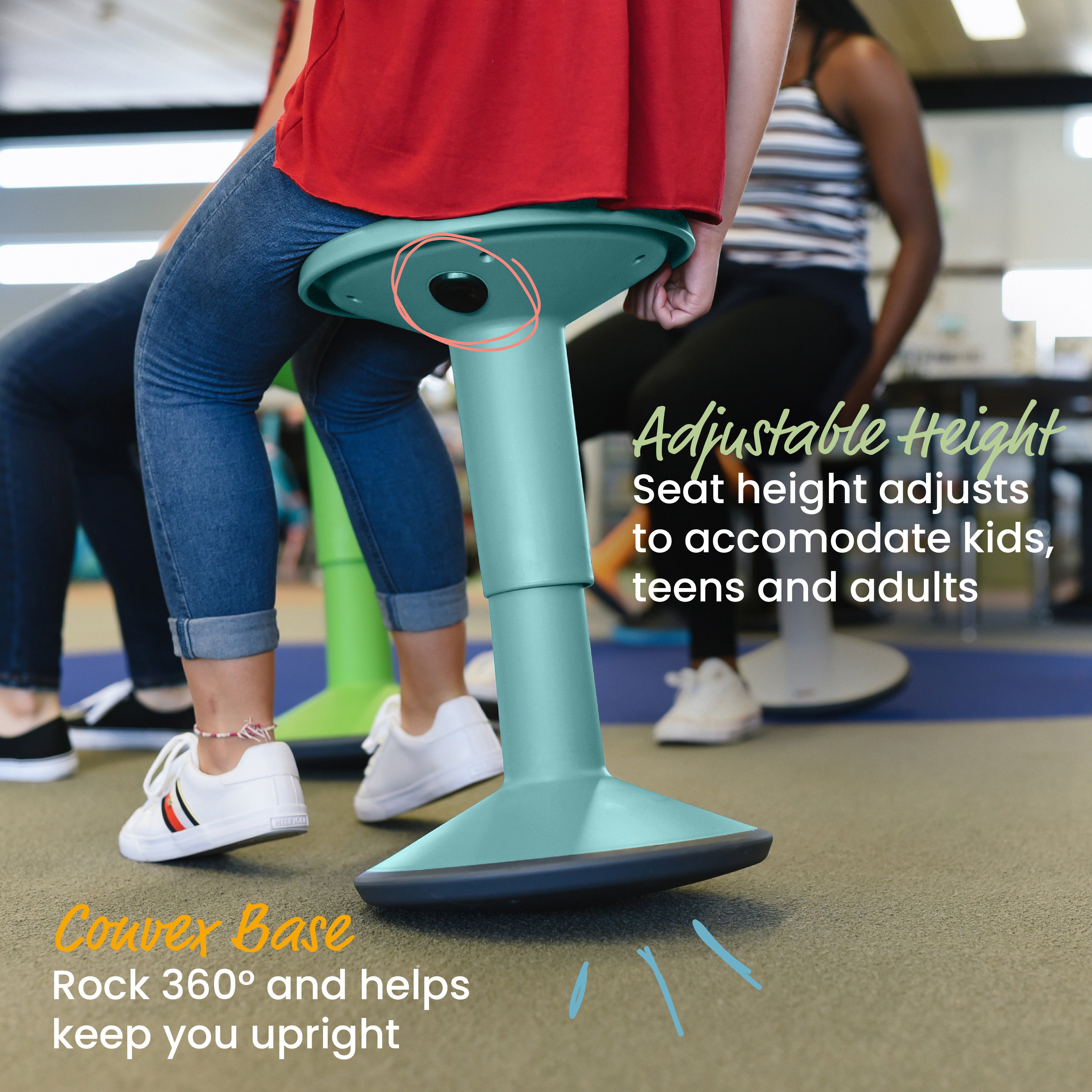 SitWell Wobble Stool, Adjustable Height