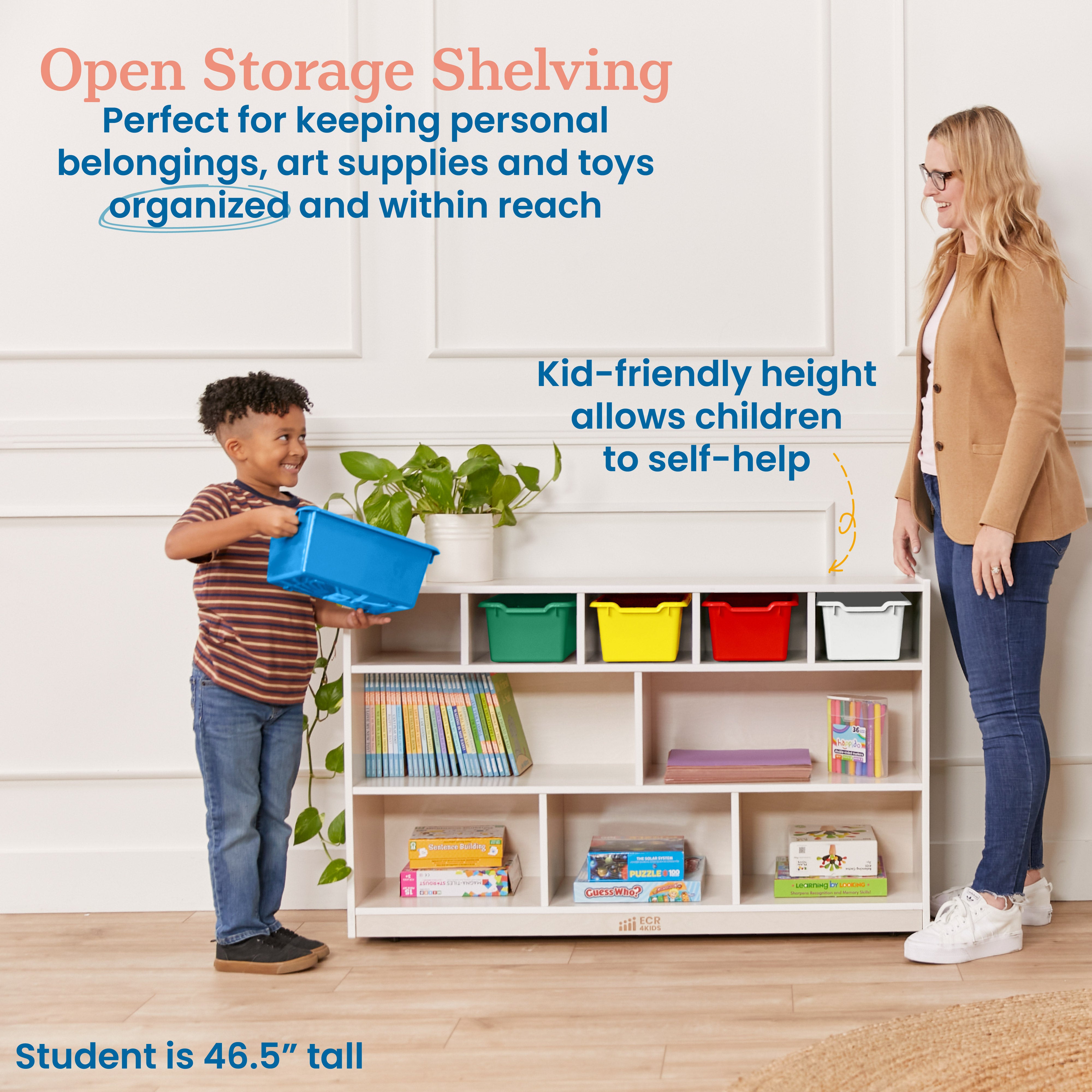 5+5 Mobile Storage and Tray Cabinet with 5 Scoop Front Bins, White Wash