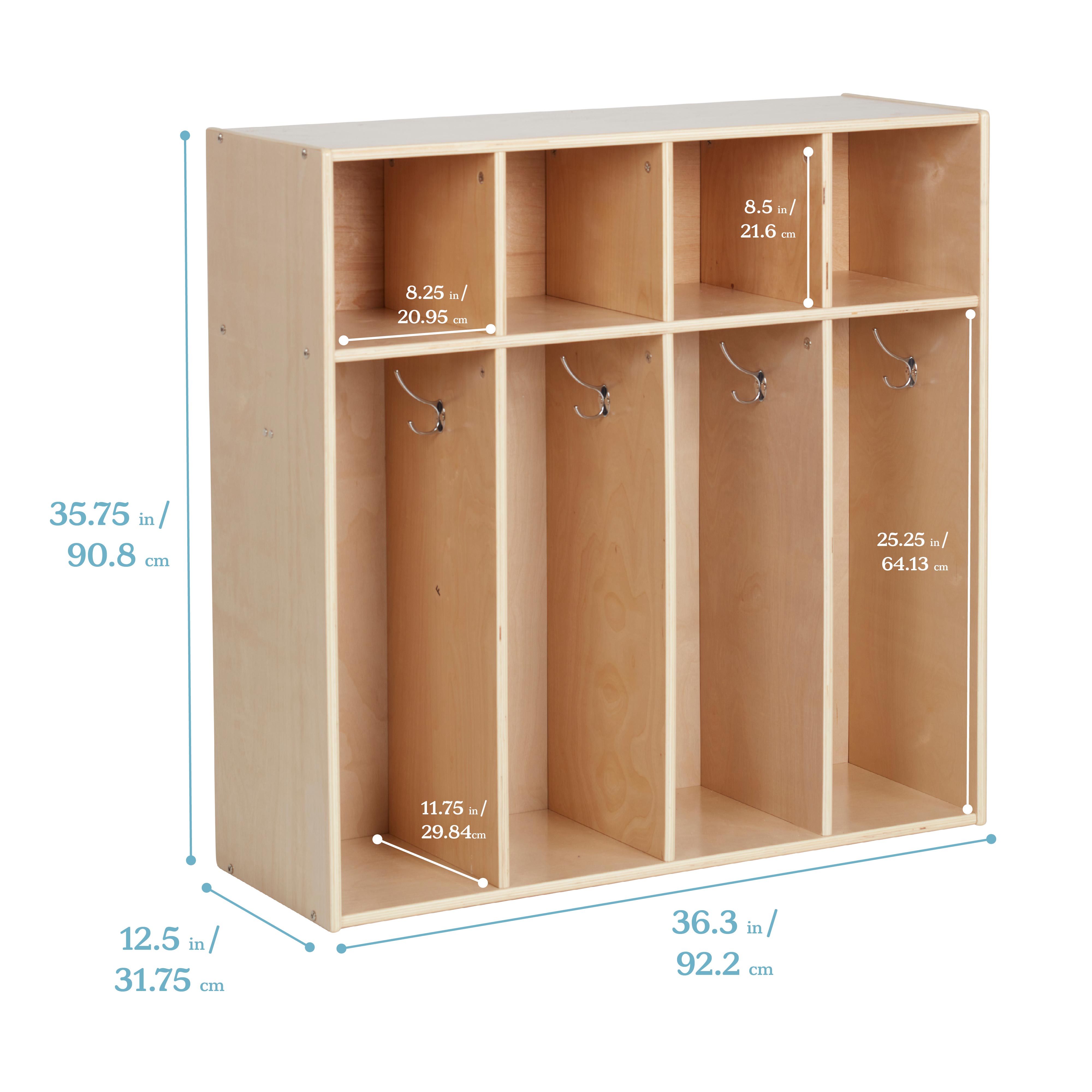Streamline 4-Section Toddler Coat Locker with Cubby Storage