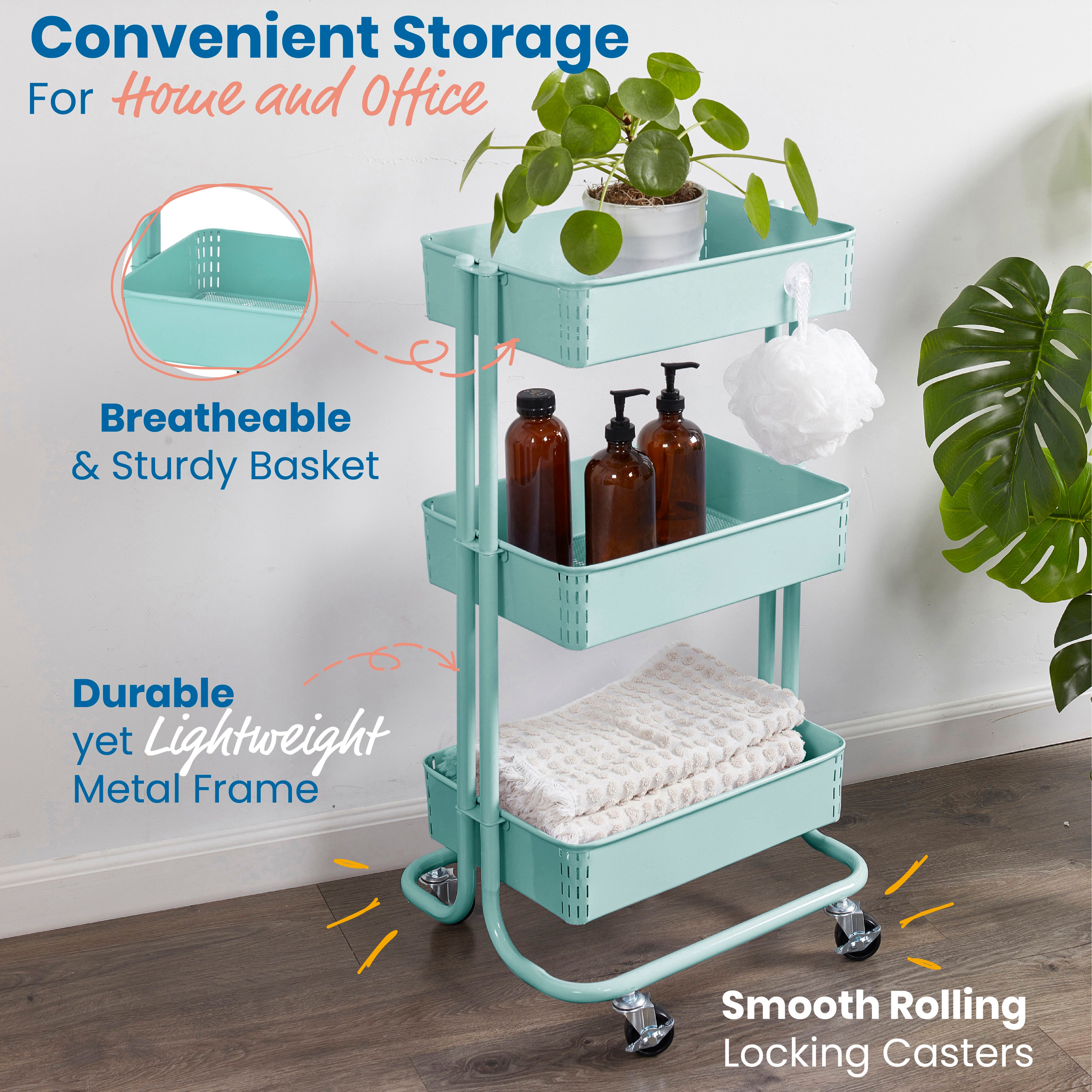 3-Tier Metal Rolling Utility Cart