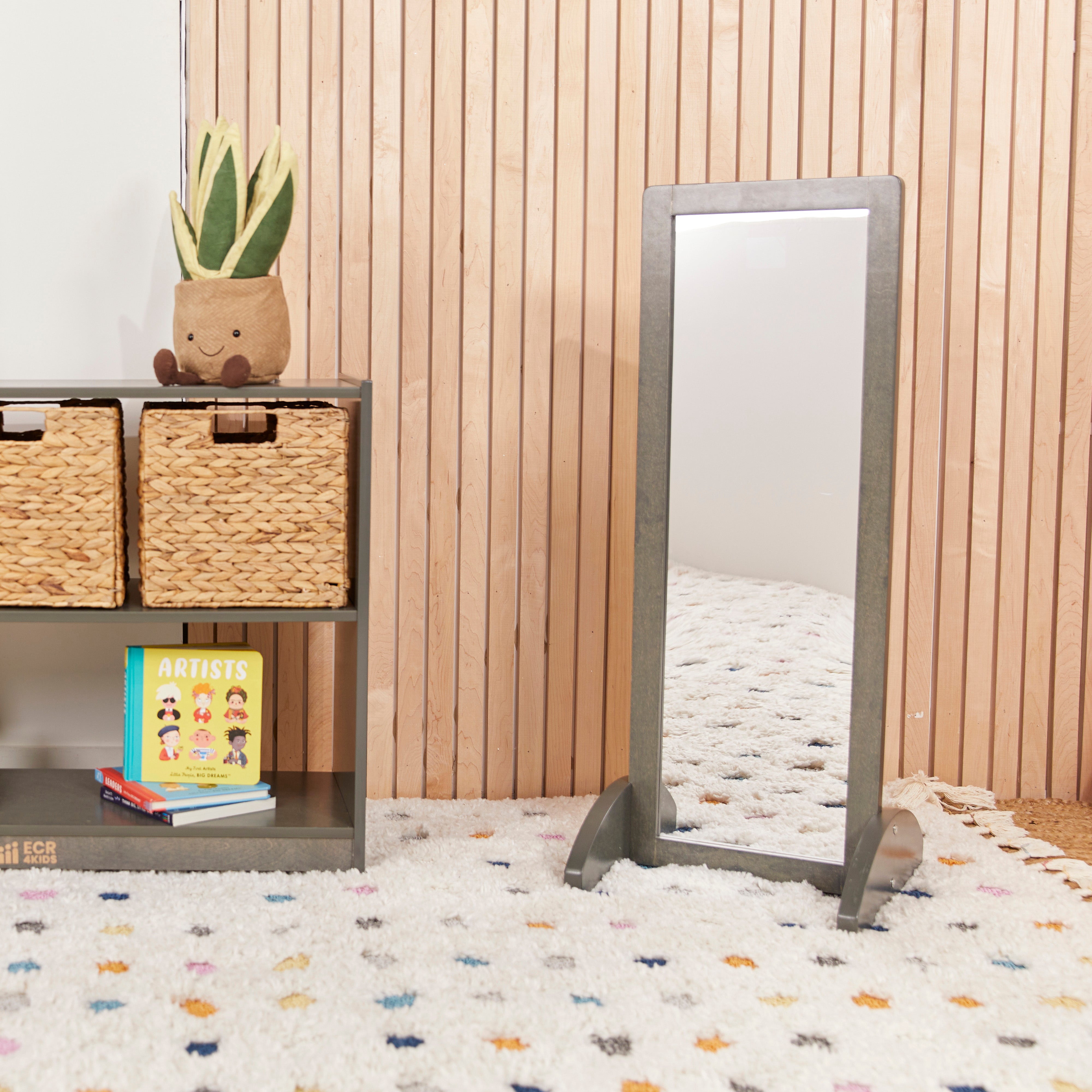Toddler Single-Sided Bi-Directional Mirror, Wooden