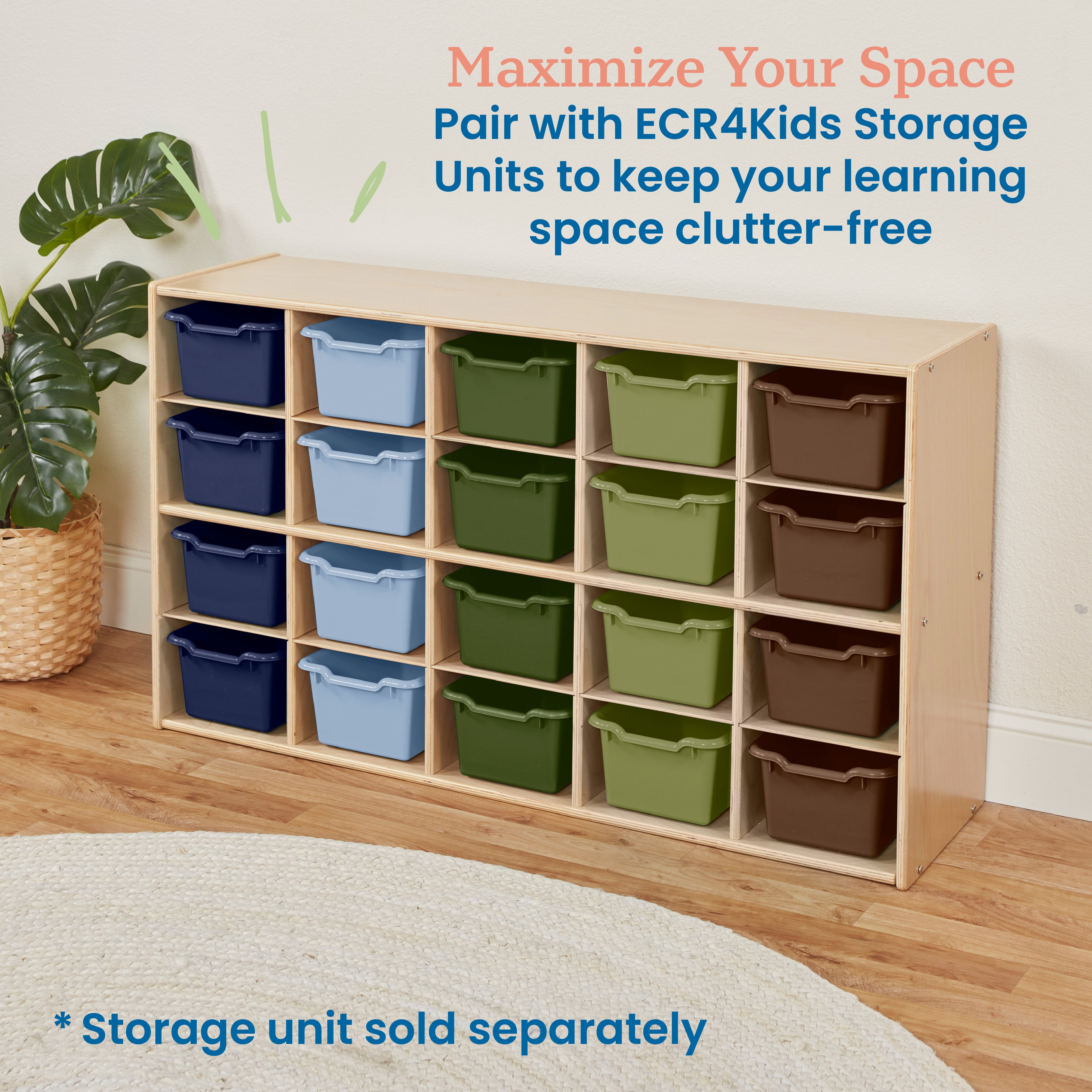 Scoop Front Plastic Storage Bins, 20-Piece