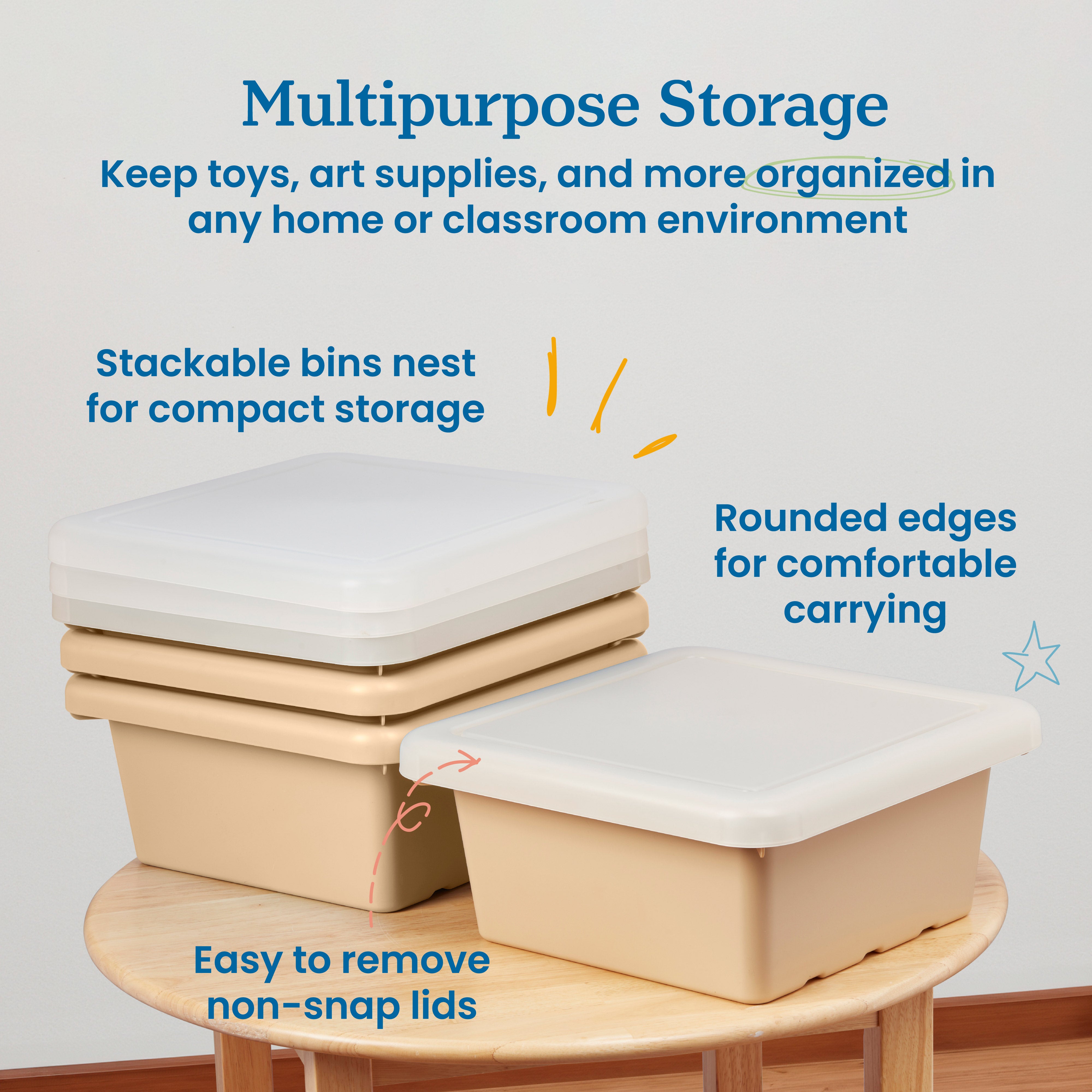 Square Bin with Lid, 4-Pack