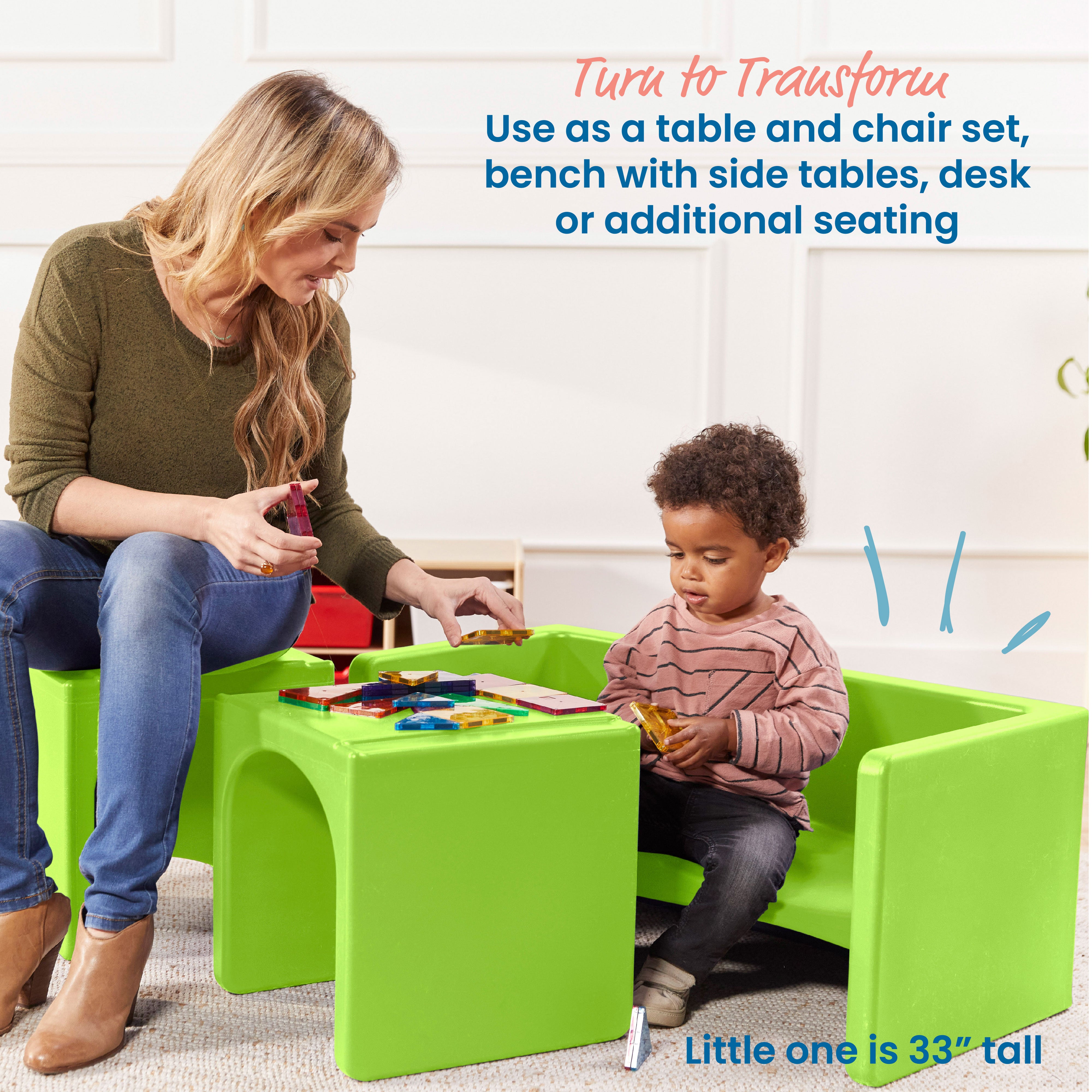 Tri-Me Table and Cube Chair Set, 3-Piece