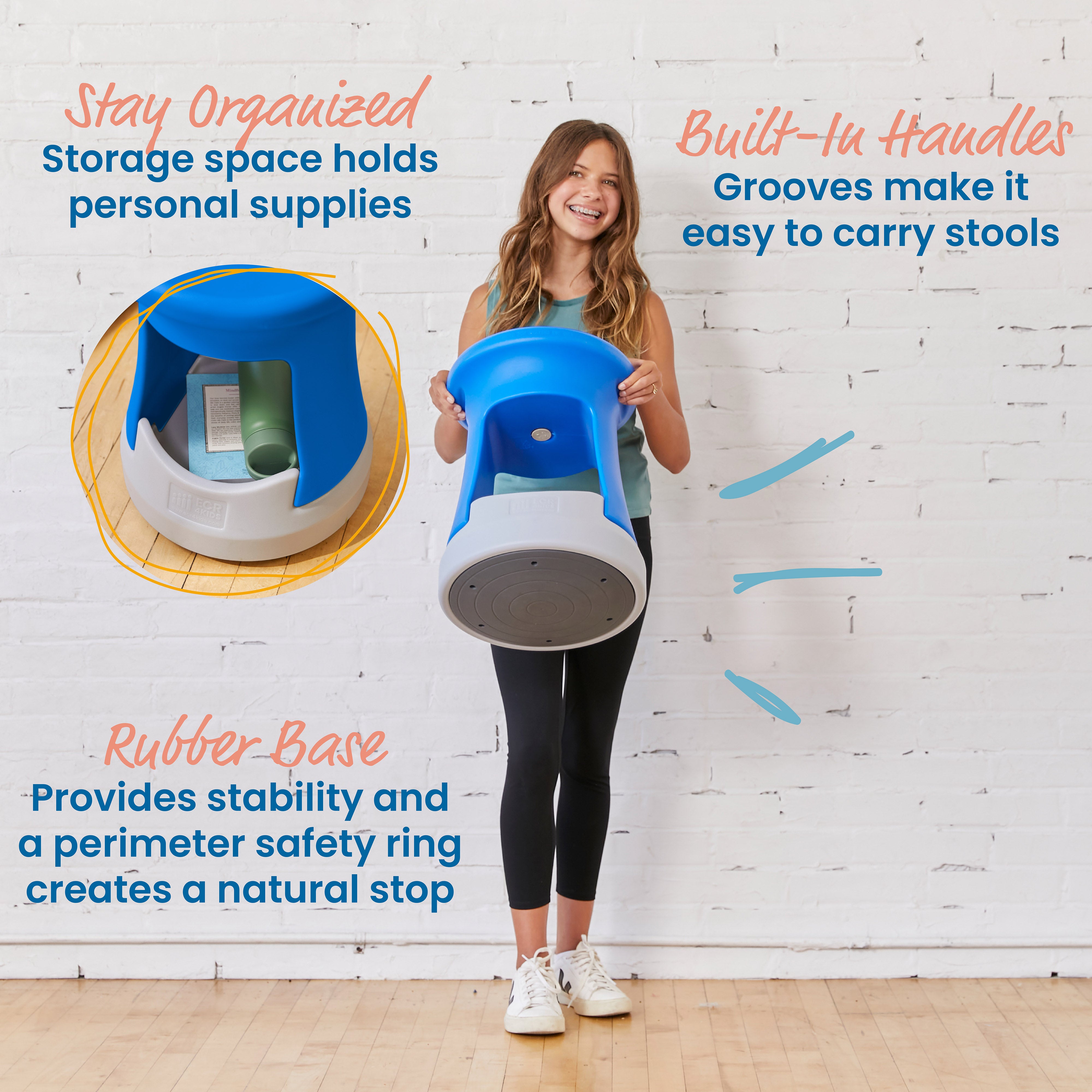 Storage Wobble Stool, 18in Seat Height