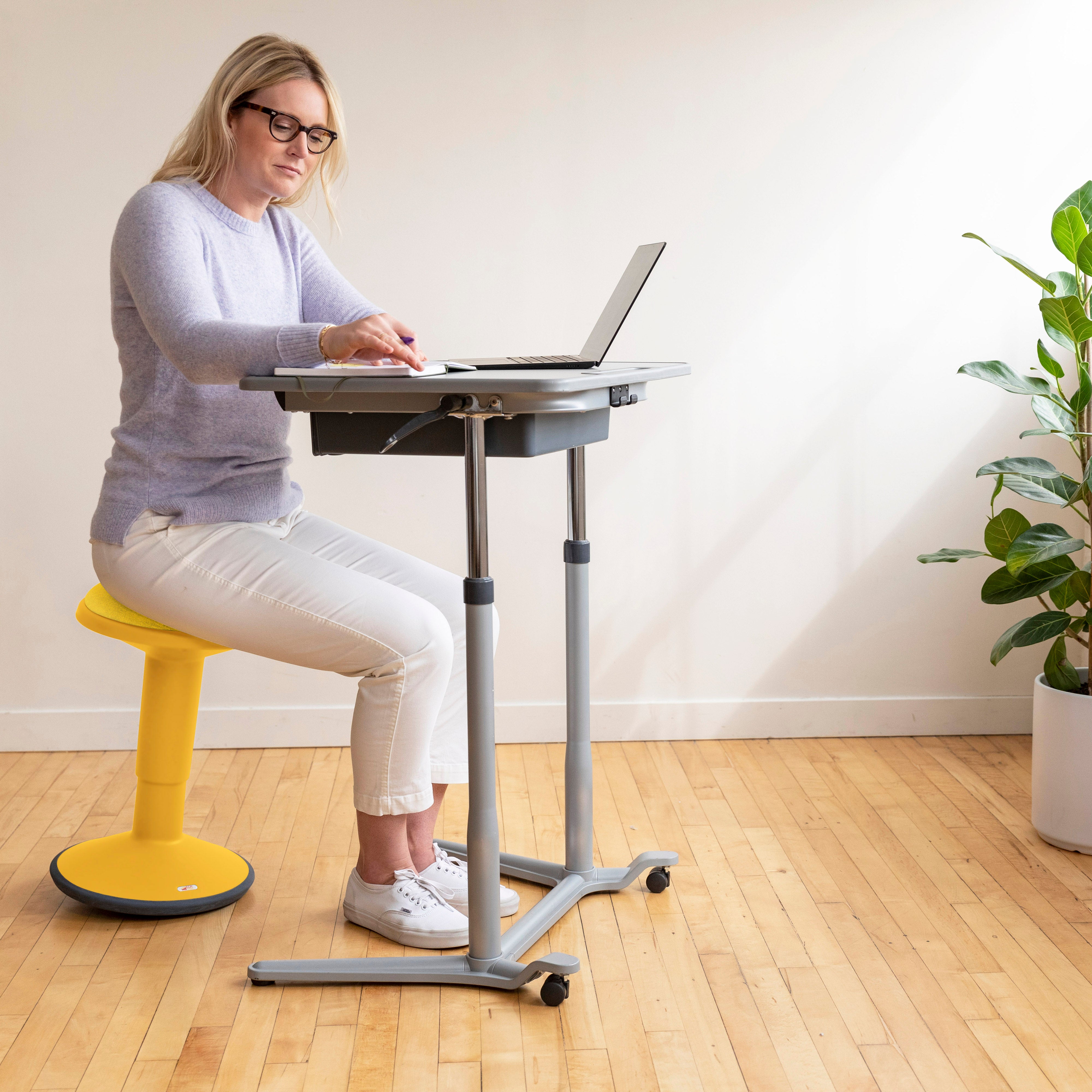 Sitwell Wobble Stool with Cushion, Adjustable Height