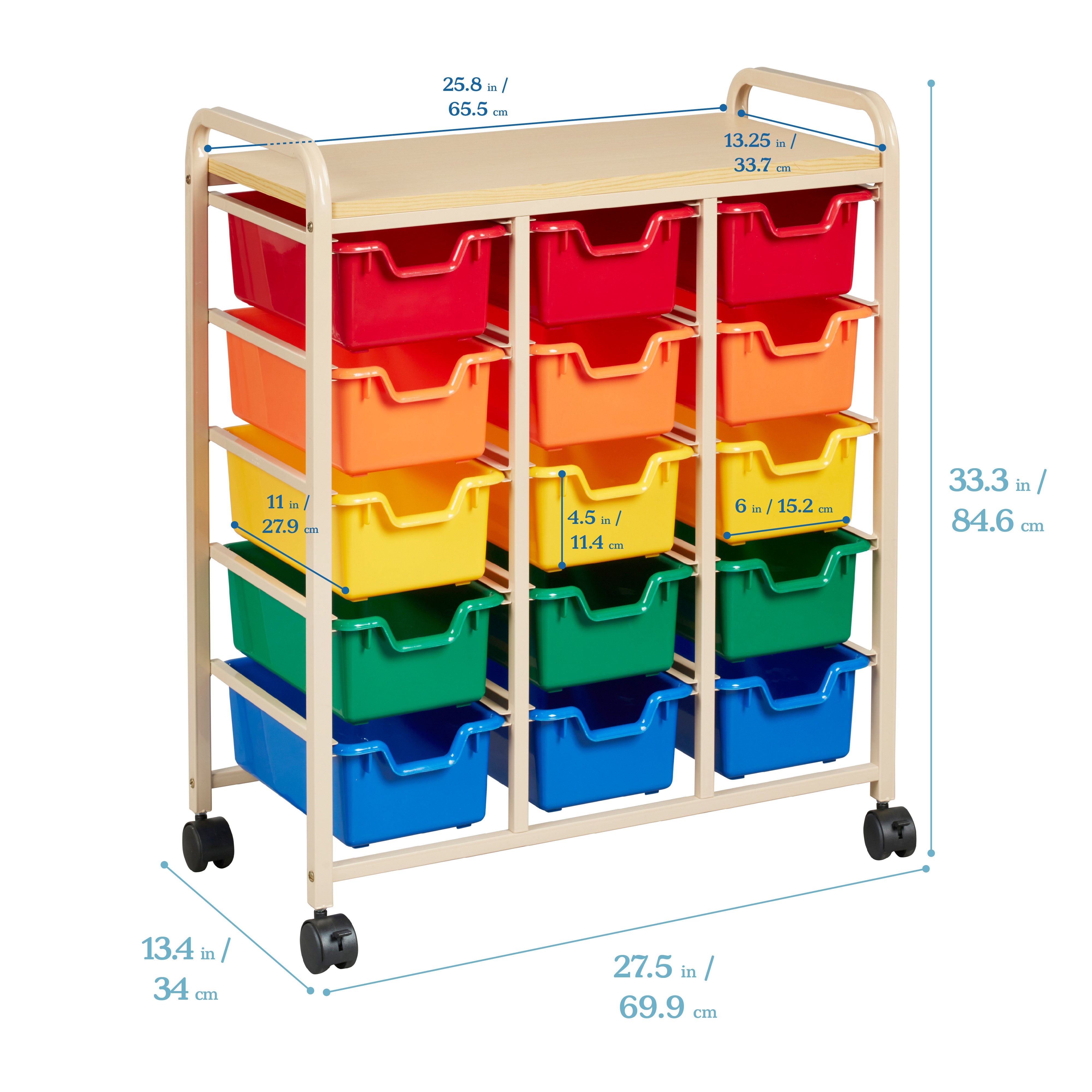 Mobile Organizer with 15 Storage Bins, Storage Cart