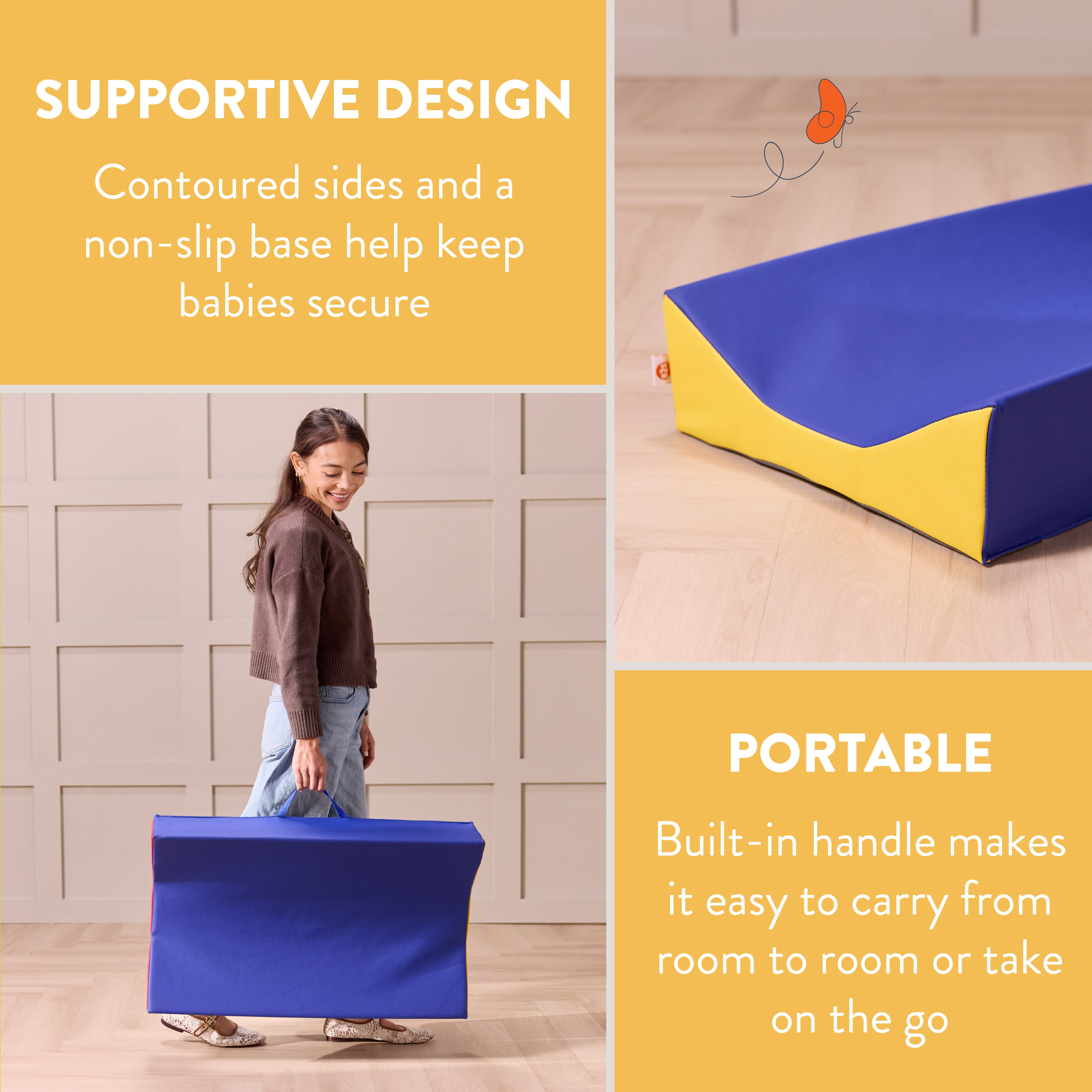 Contoured Portable Baby Changing Pad with Carry Handle